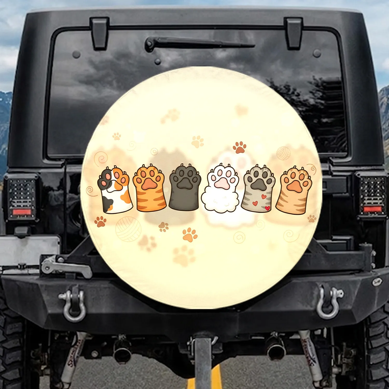 Calico Tabby Cat Paws Home Decor Gift for Cat Lovers Spare Tire Cover - 1