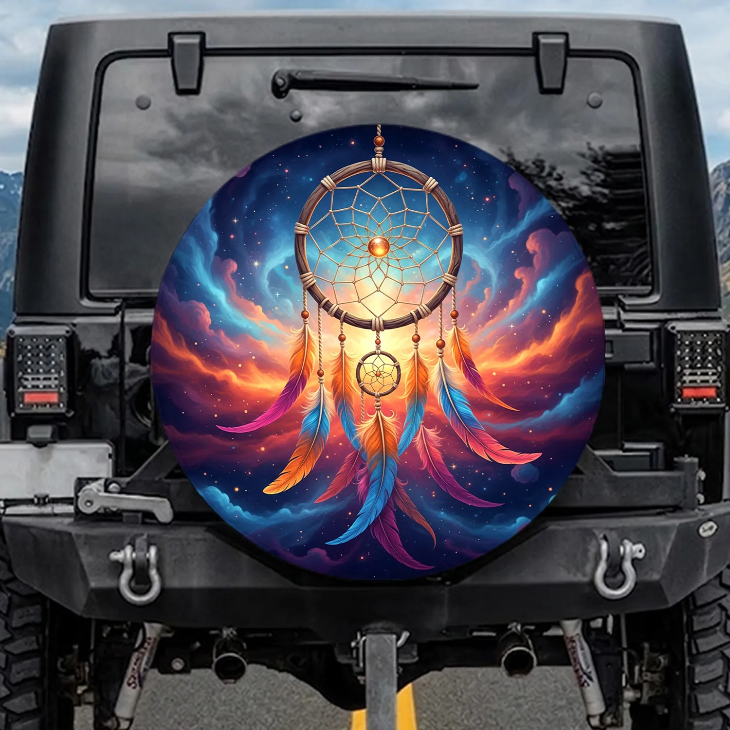 Dreamcatcher Feather Nebula Galaxy - Home Decor Gift Spare Tire Cover - 1