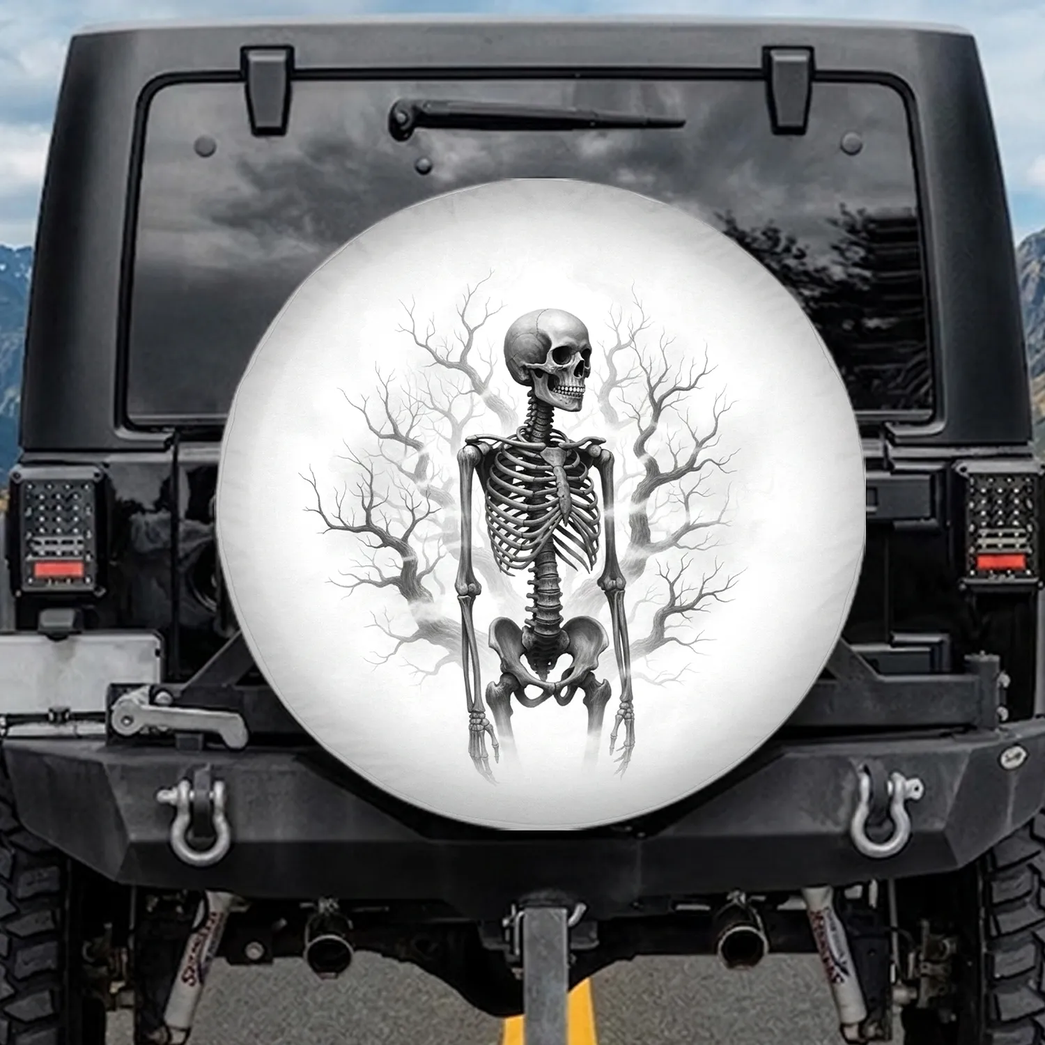 Human Skeleton Eerie Forest - Gothic Home Decor Gift Spare Tire Cover - 1