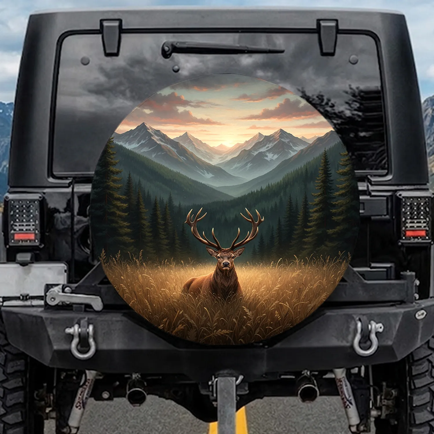 Red Deer Stag Mountain Wilderness Enjoy Life - Wildlife Lover Gift Spare Tire Cover - 1