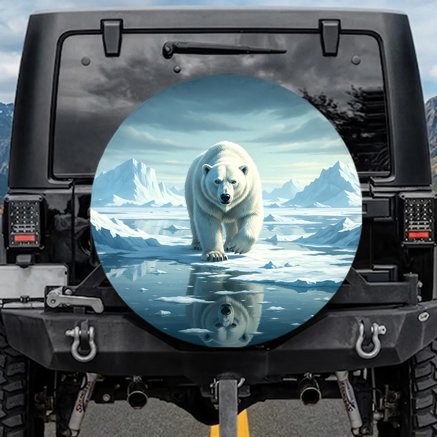 Polar Bear Arctic Ice Landscape - Wildlife Lover Gift Spare Tire Cover - 1