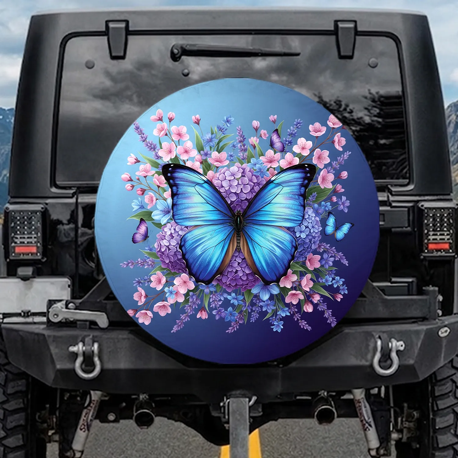 Large Butterfly Hydrangea Cherry Blossom - Nature Lover Gift Spare Tire Cover - 1