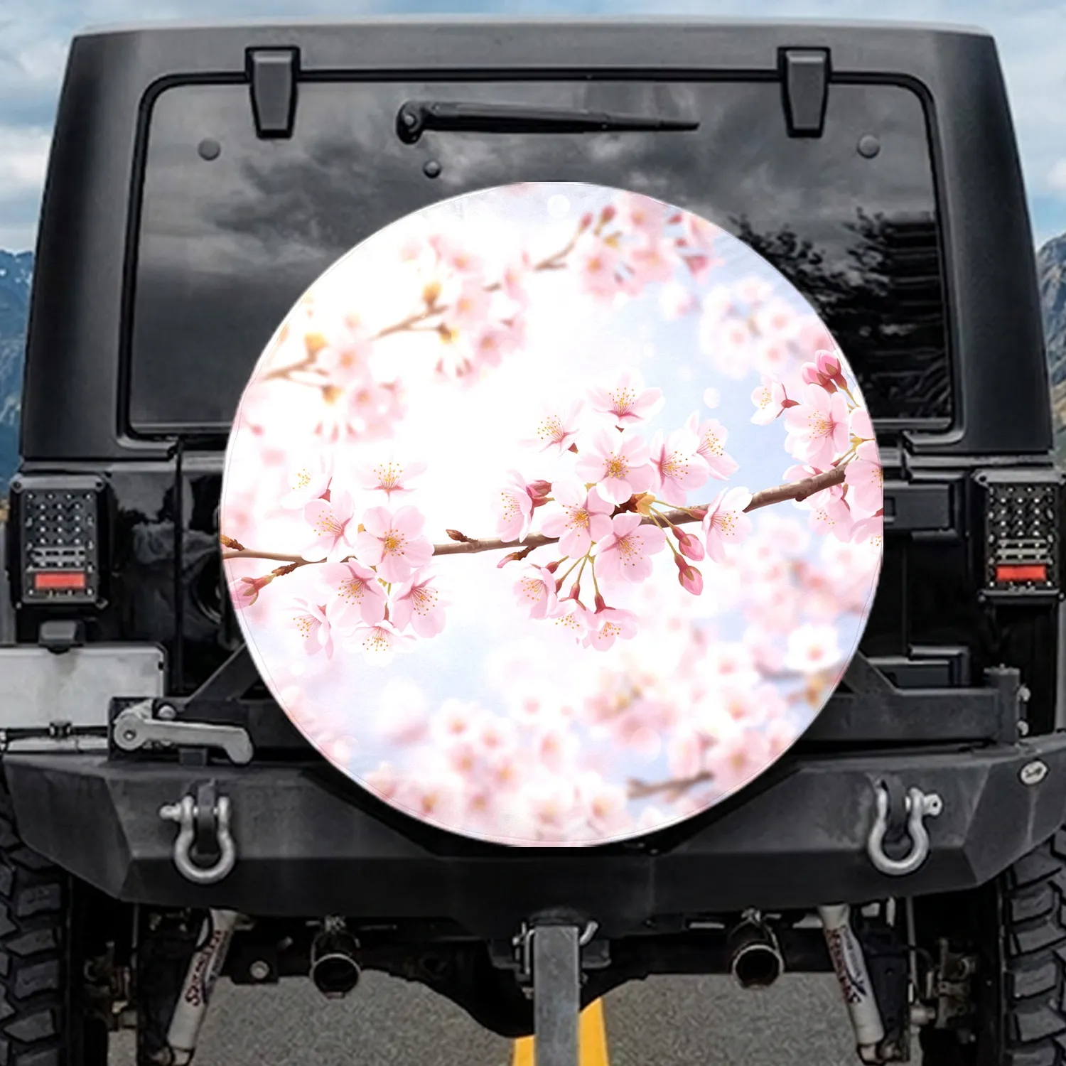 Ethereal Light Pink Cherry Blossom Branch Spring Home Decor Gift Spare Tire Cover - 1
