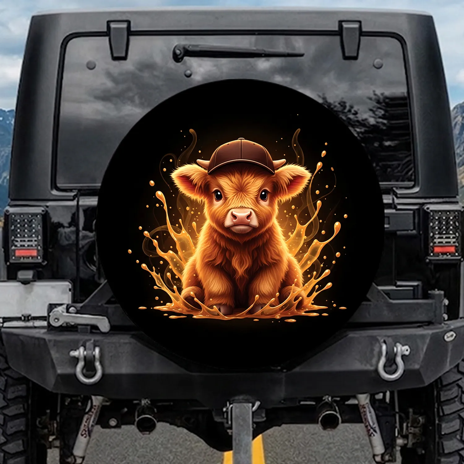 Highland Calf Baseball Cap - Farmhouse Decor Gift for Cow Lover Spare Tire Cover - 1
