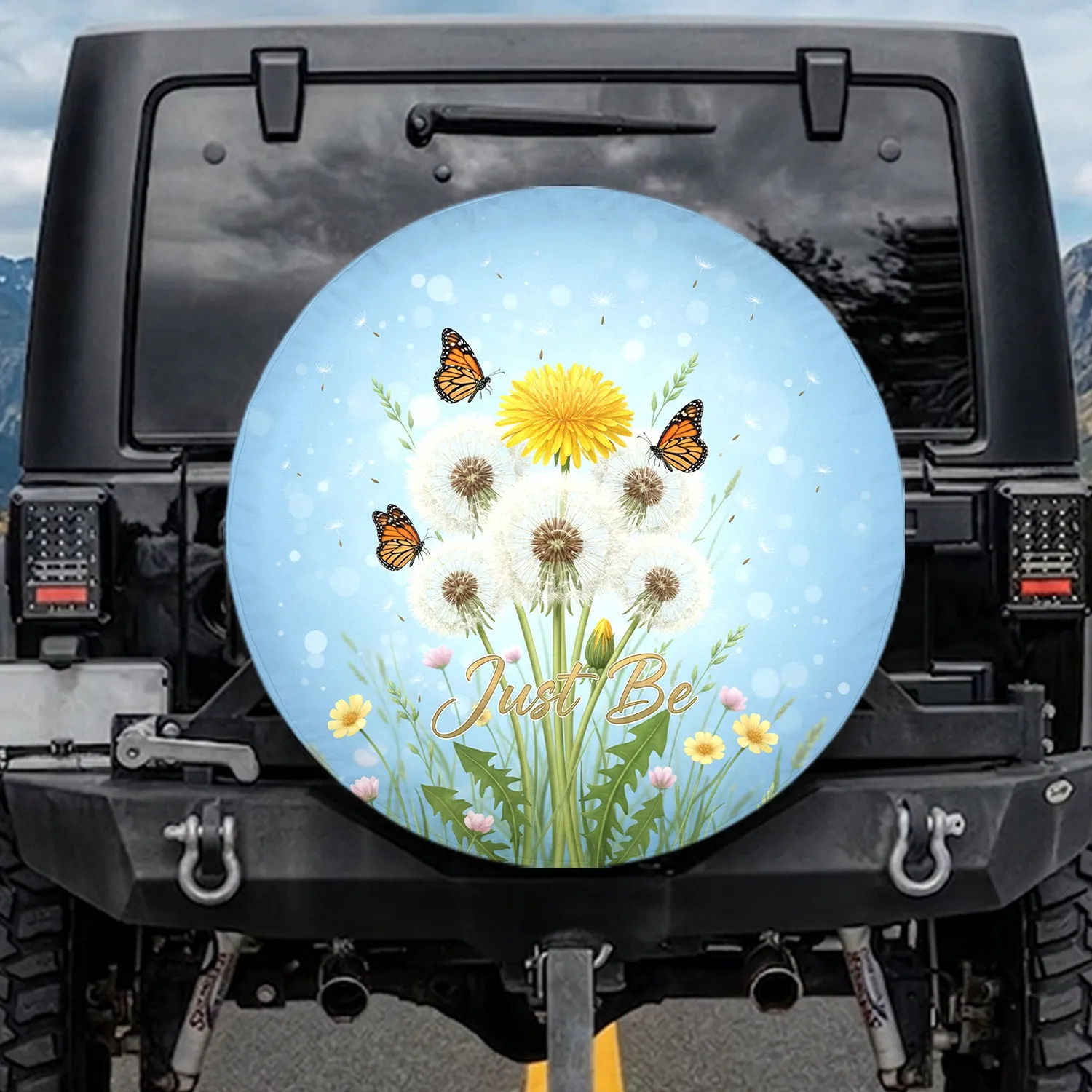 Dandelion Monarch Butterfly Just Be Meadow - Outdoor Lifestyle Gift Spare Tire Cover - 1