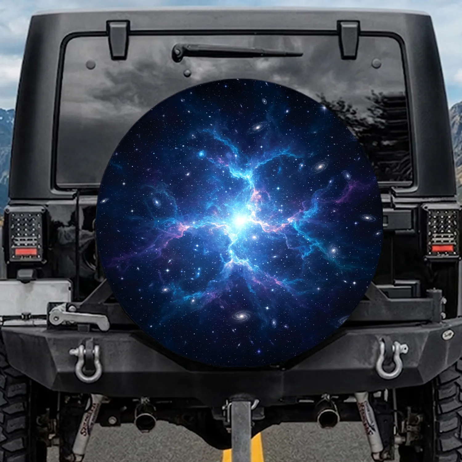 Glowing Cosmic Nebula Starfield Galaxy with Stellar Formations - Road Trip Gear for Stargazer Spare Tire Cover - 1