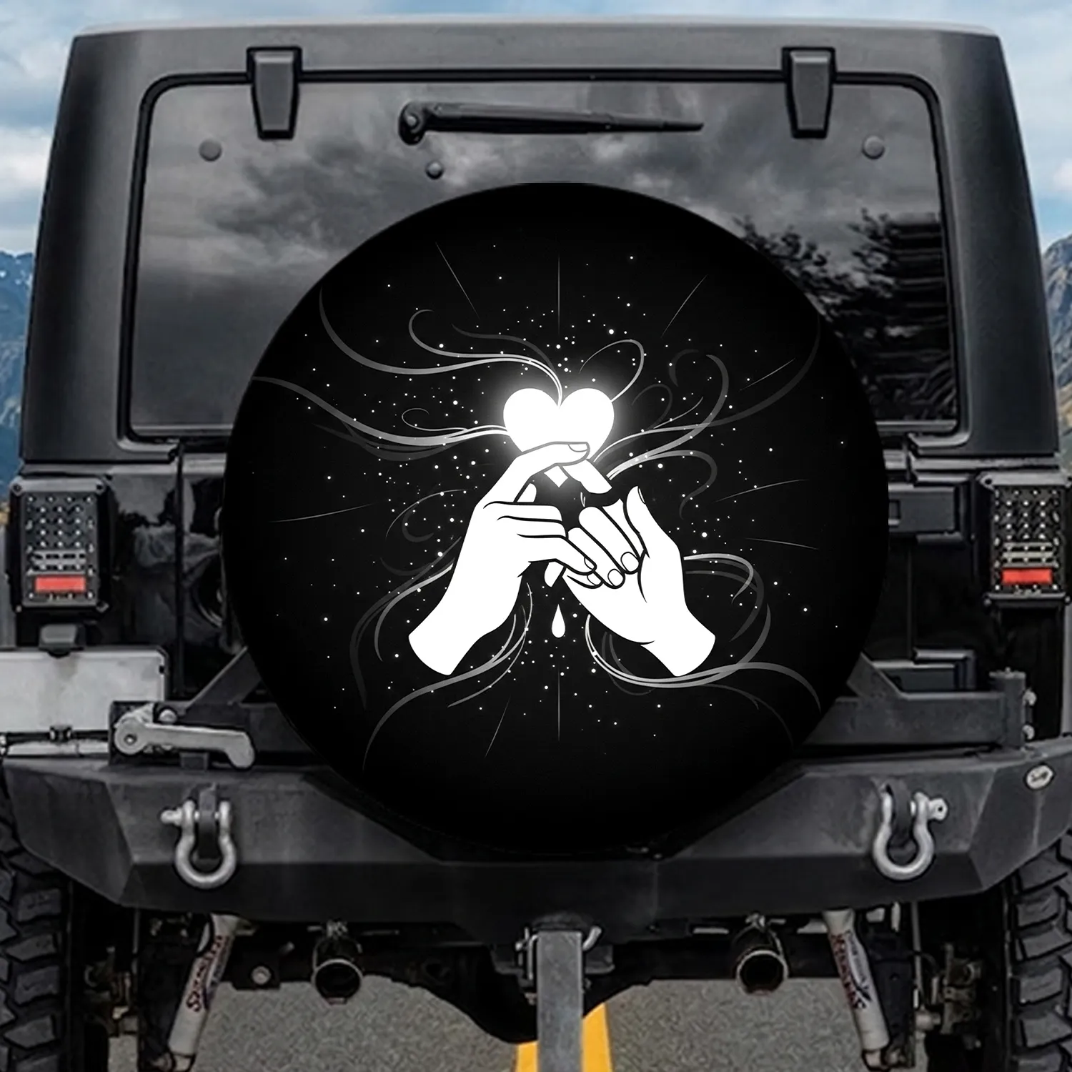 Pinky Promise Hands Heart - Connection Relationship Gift for Couples Friends Spare Tire Cover - 1