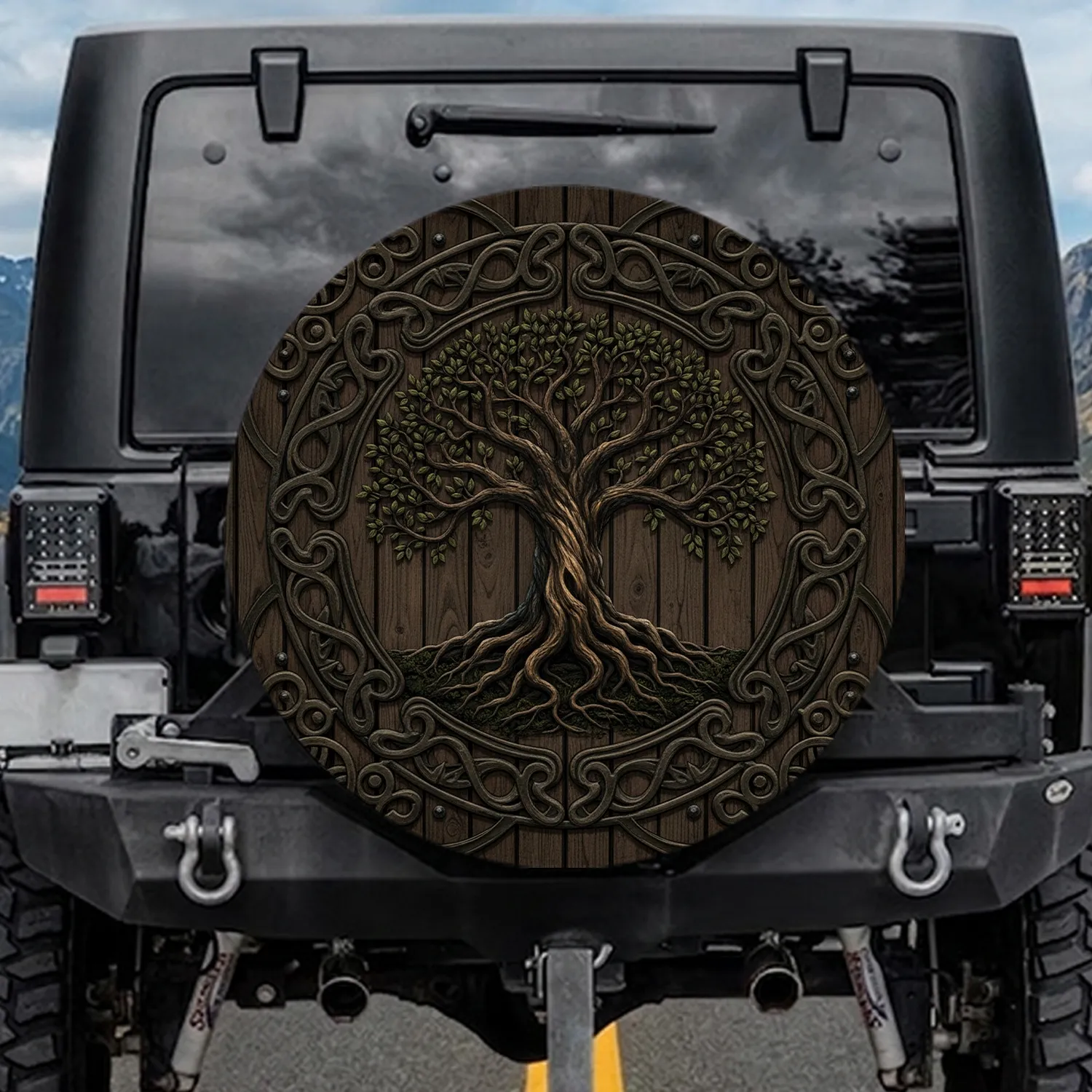 Tree of Life Celtic Knot Wood - Spiritual Lifestyle Gift Spare Tire Cover - 1