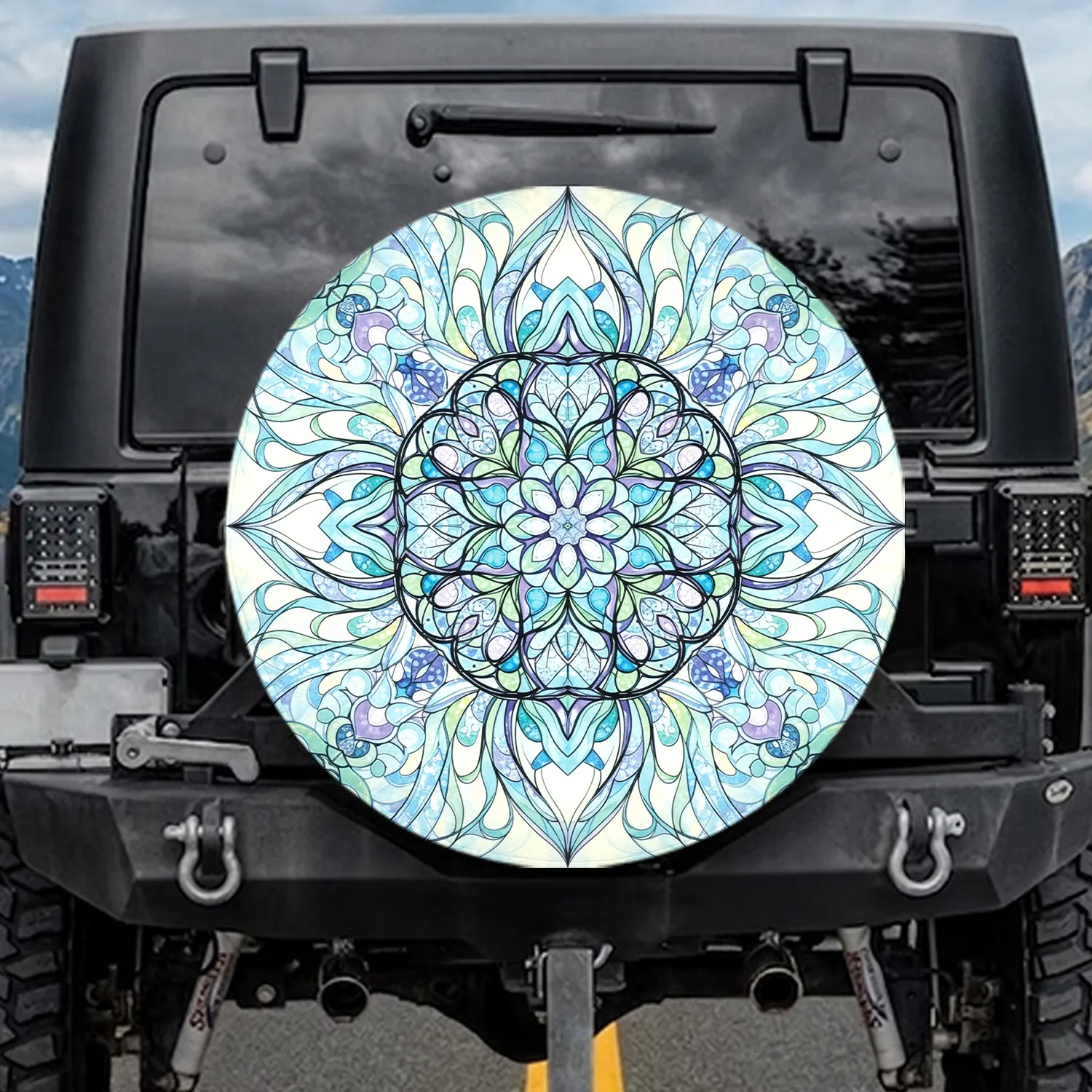 Stained Glass Swirl Mandala - Travel Essentials Spare Tire Cover - 1
