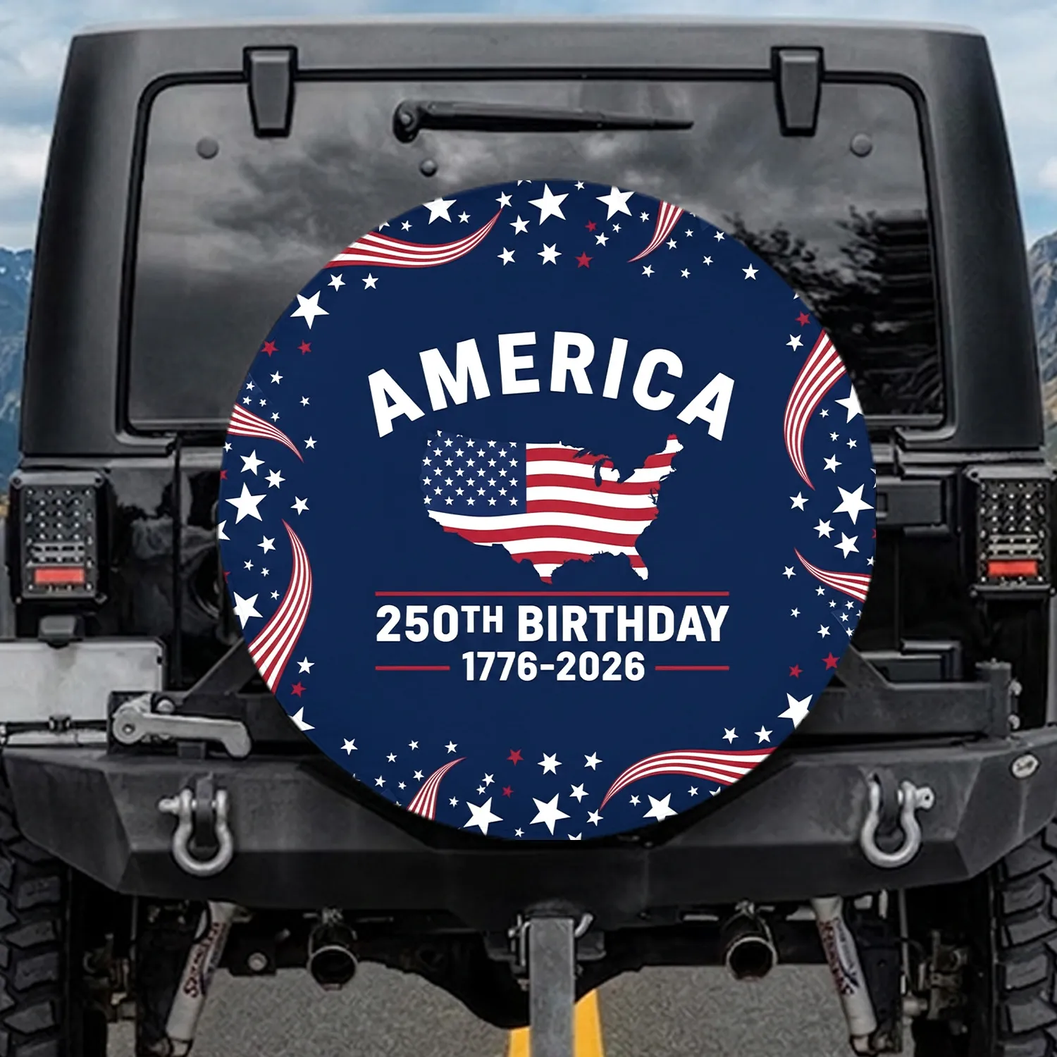 America 250th Birthday United States Map Flag - Anniversary Celebration Gift for Veterans Spare Tire Cover - 1