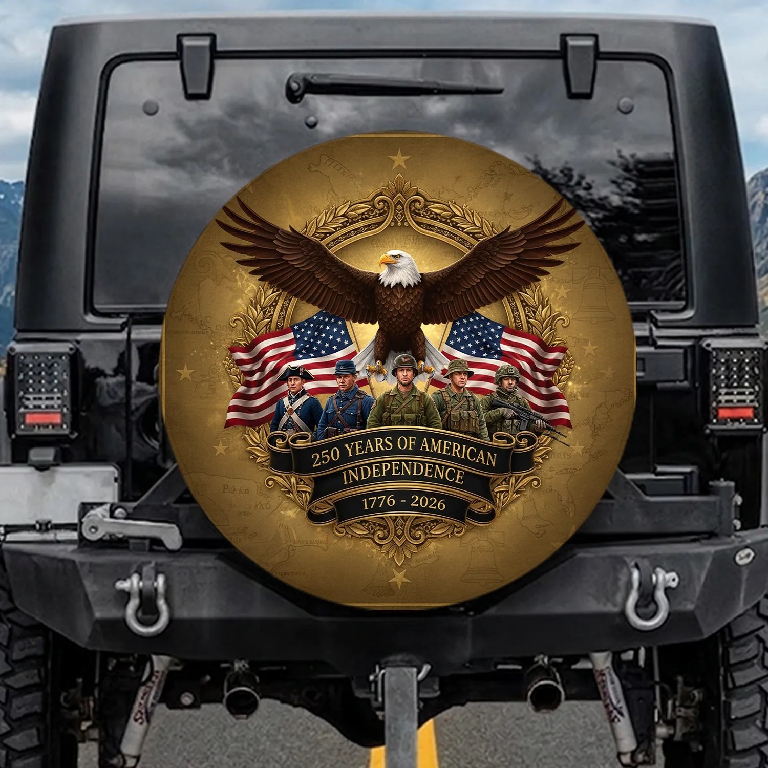 250 Years American Independence Eagle Flag - Independence Day Gift for Veterans Spare Tire Cover - 1