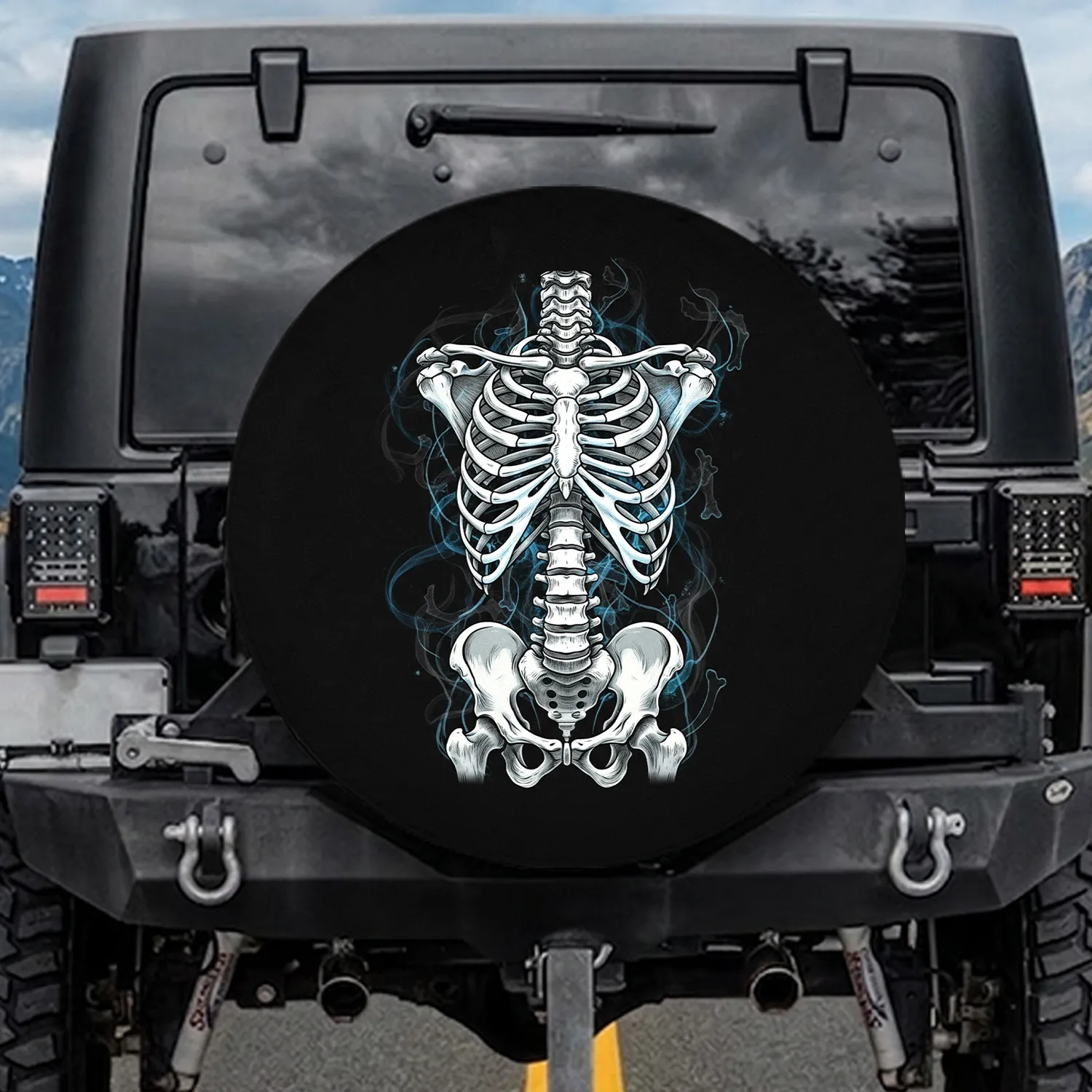 Skeletal Torso Bio-Luminescent Dark Energy - Science Gothic Home Decor Spare Tire Cover - 1