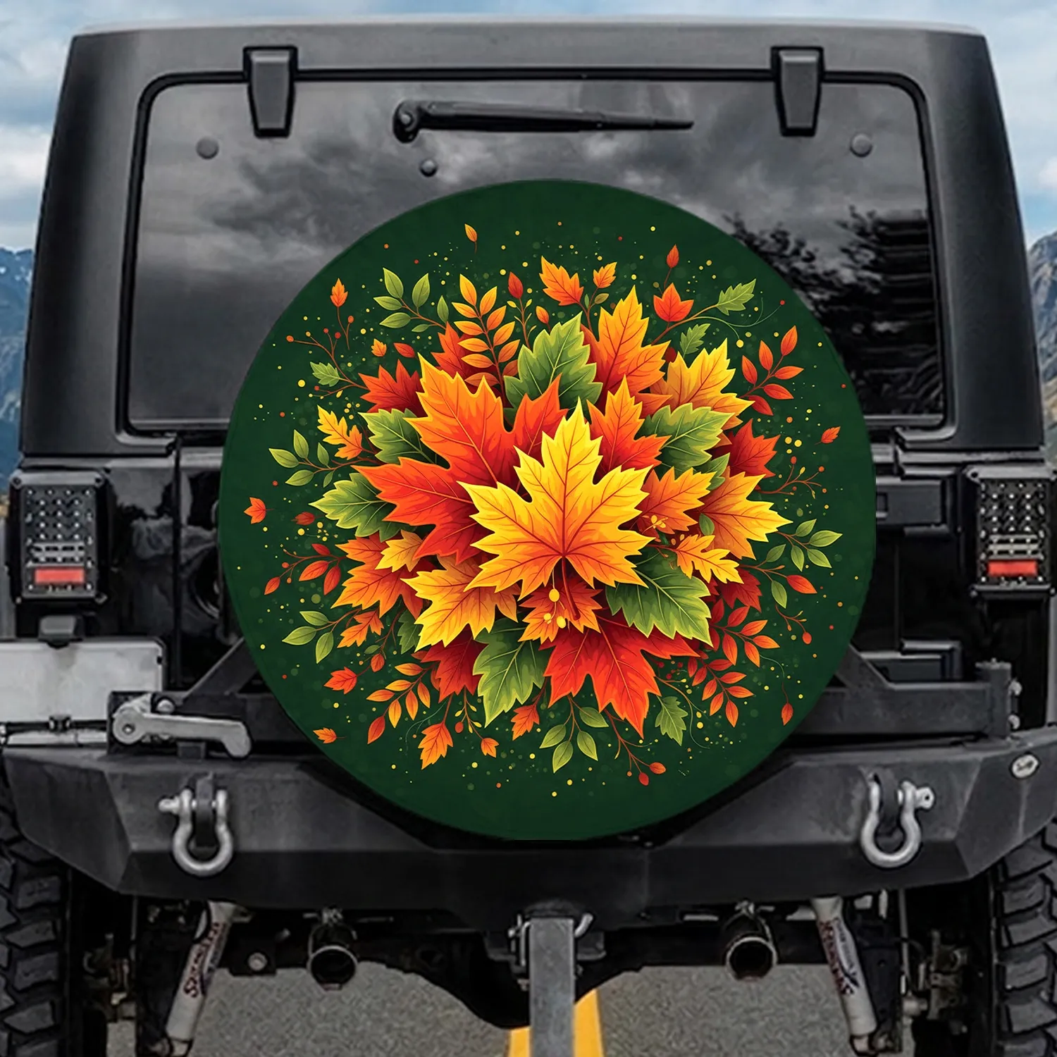 Autumn Maple Leaves Leafy Twigs Forest - Outdoor Decor Gift for Nature Lover Spare Tire Cover - 1