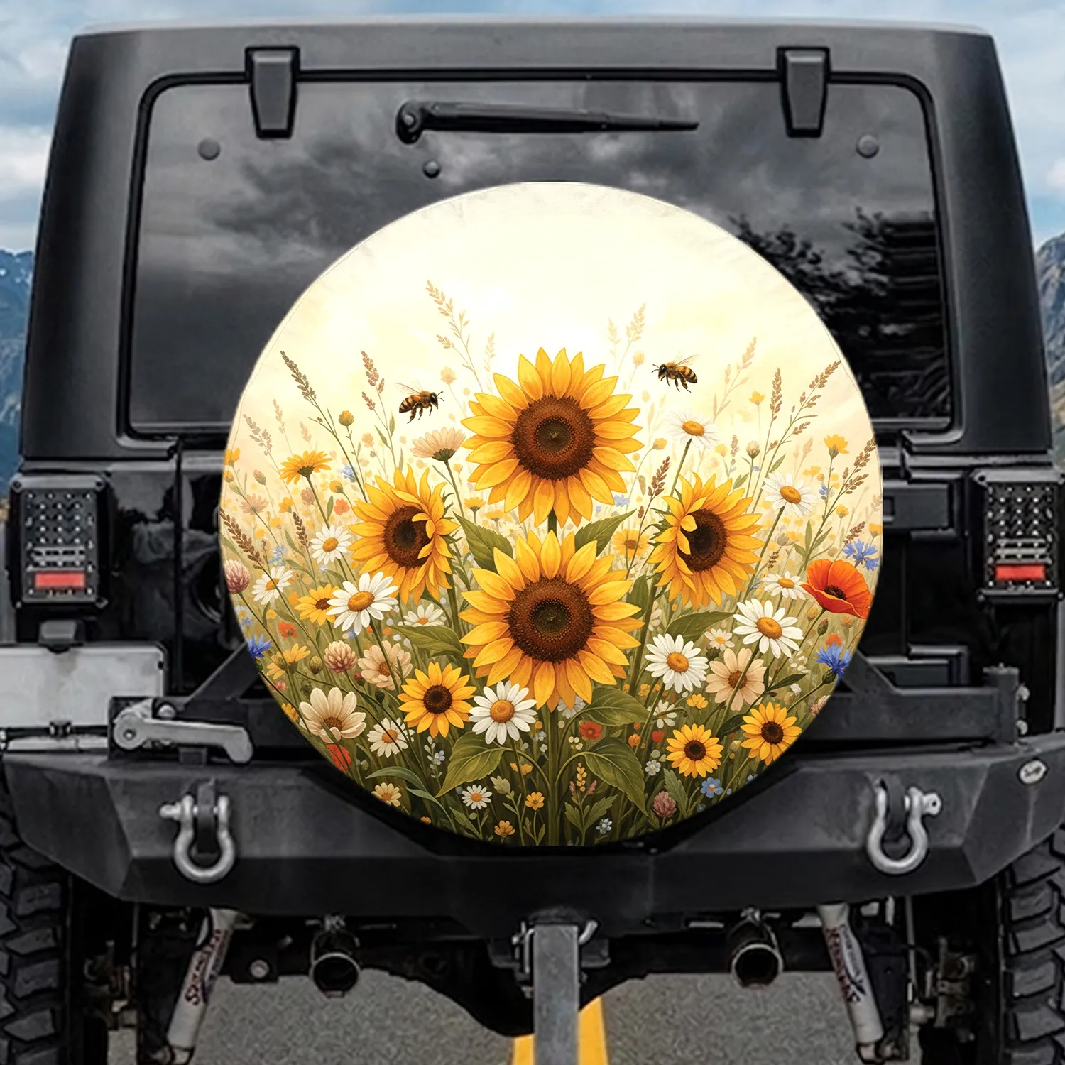 Blooming Sunflowers Daisies Wildflower Field - Garden Lover Gift Spare Tire Cover - 1