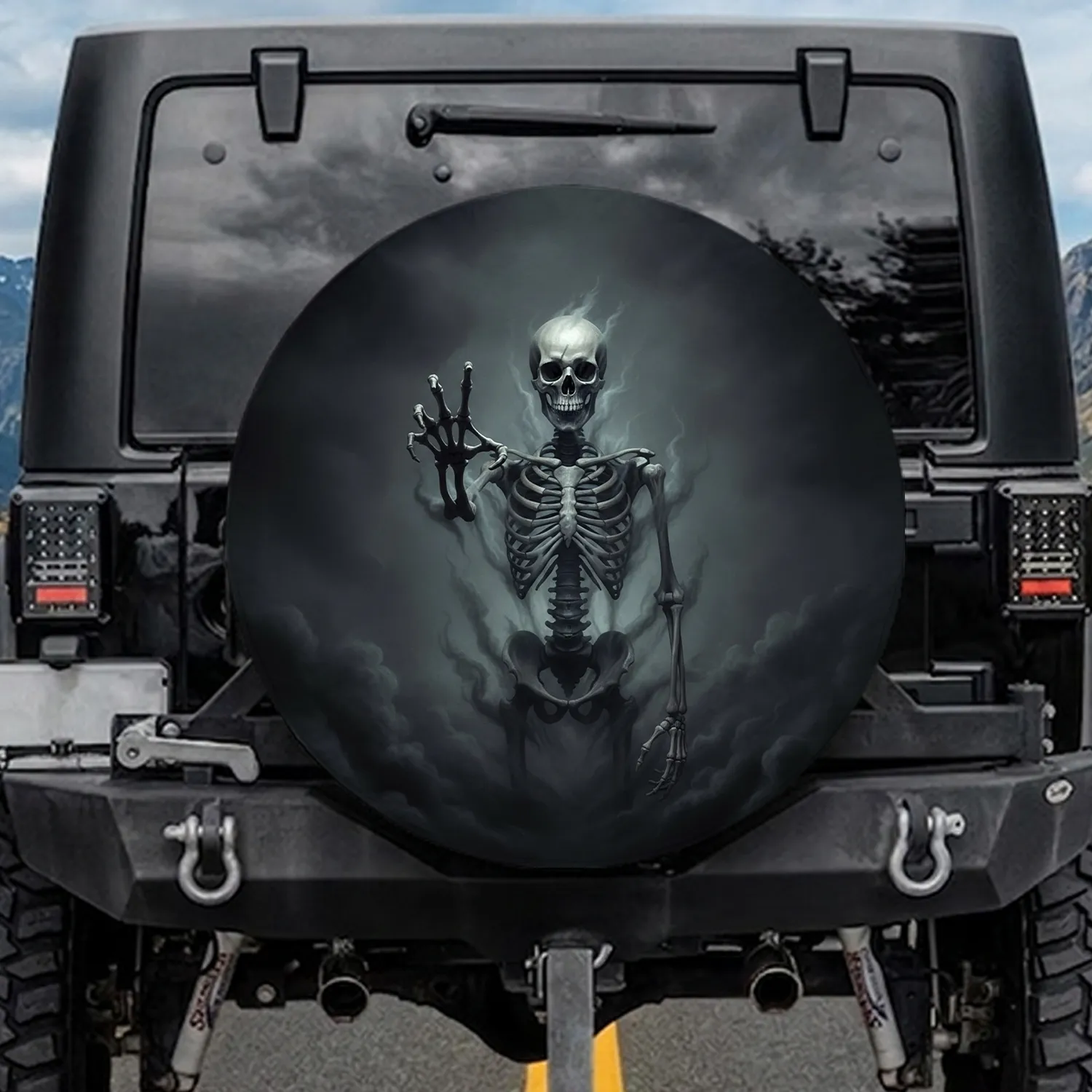 Outstretched Skeleton Hand Dark Fog - Halloween Party Gift for Horror Fan Spare Tire Cover - 1