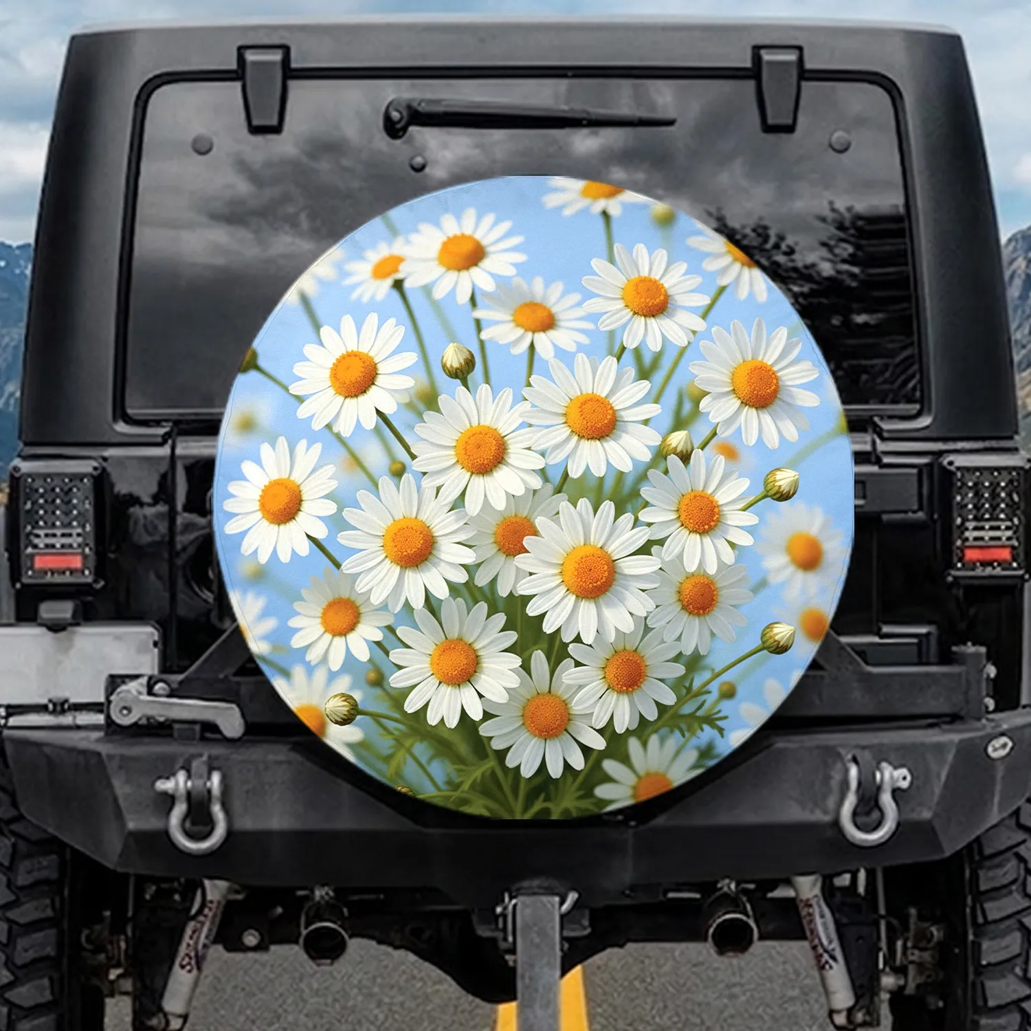 Daisy Garden Sky - Garden Lover Outdoor Decor Gift Spare Tire Cover - 1