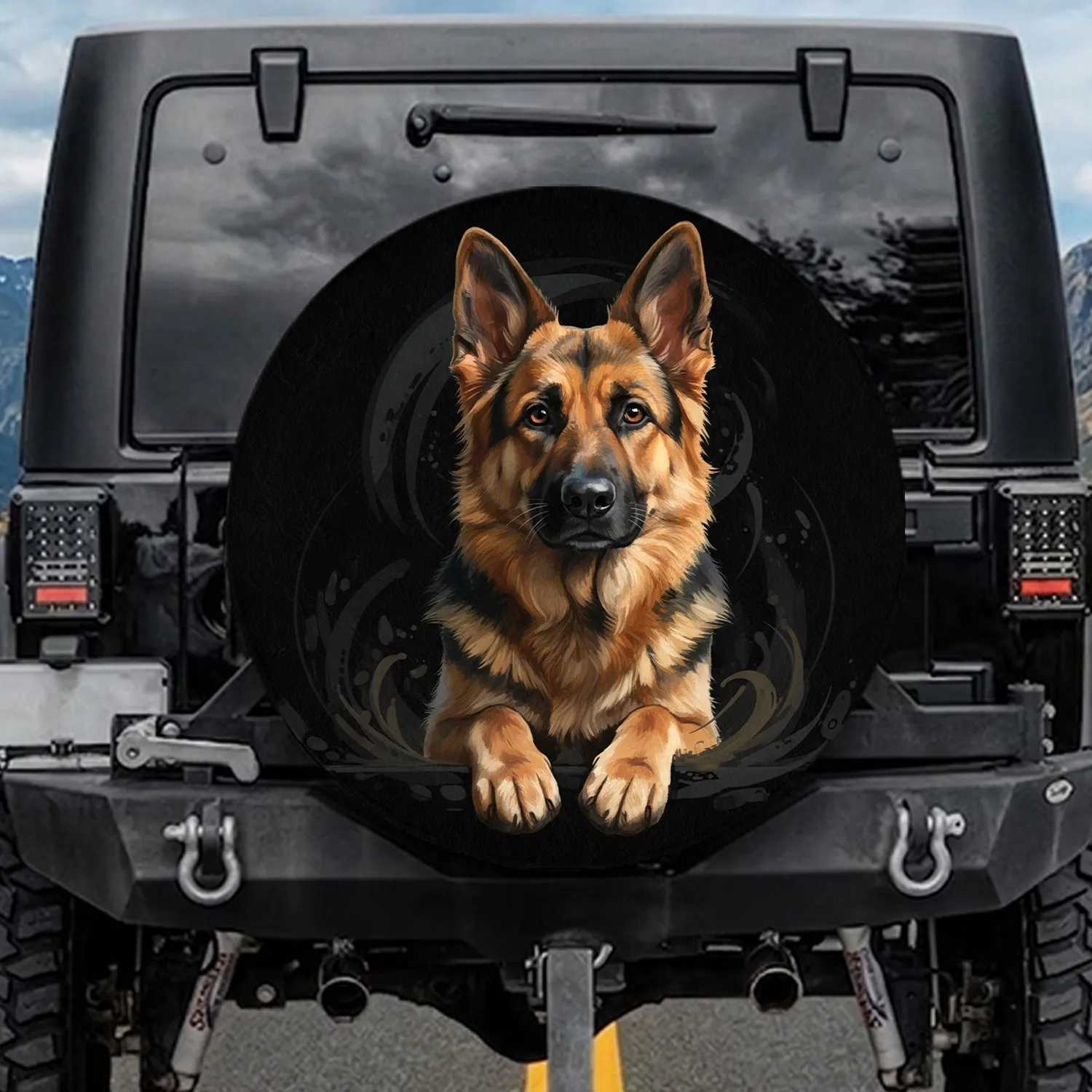 Prominent German Shepherd Dog Paws Front Facing - Dog Lover Gift Spare Tire Cover - 1