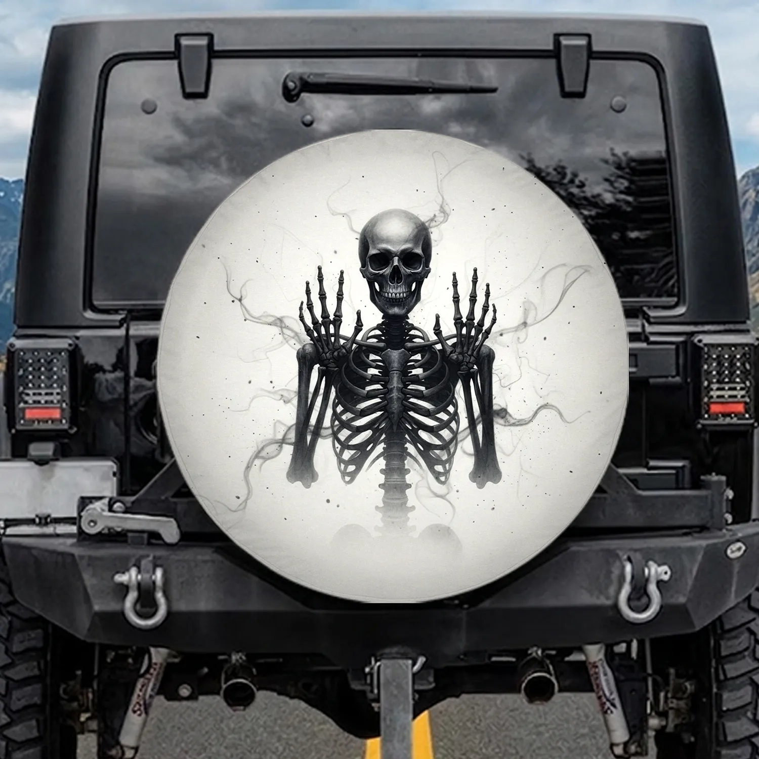 Macabre Human Skeleton - Dark Aesthetic Decor Gift for Horror Lover Spare Tire Cover - 1