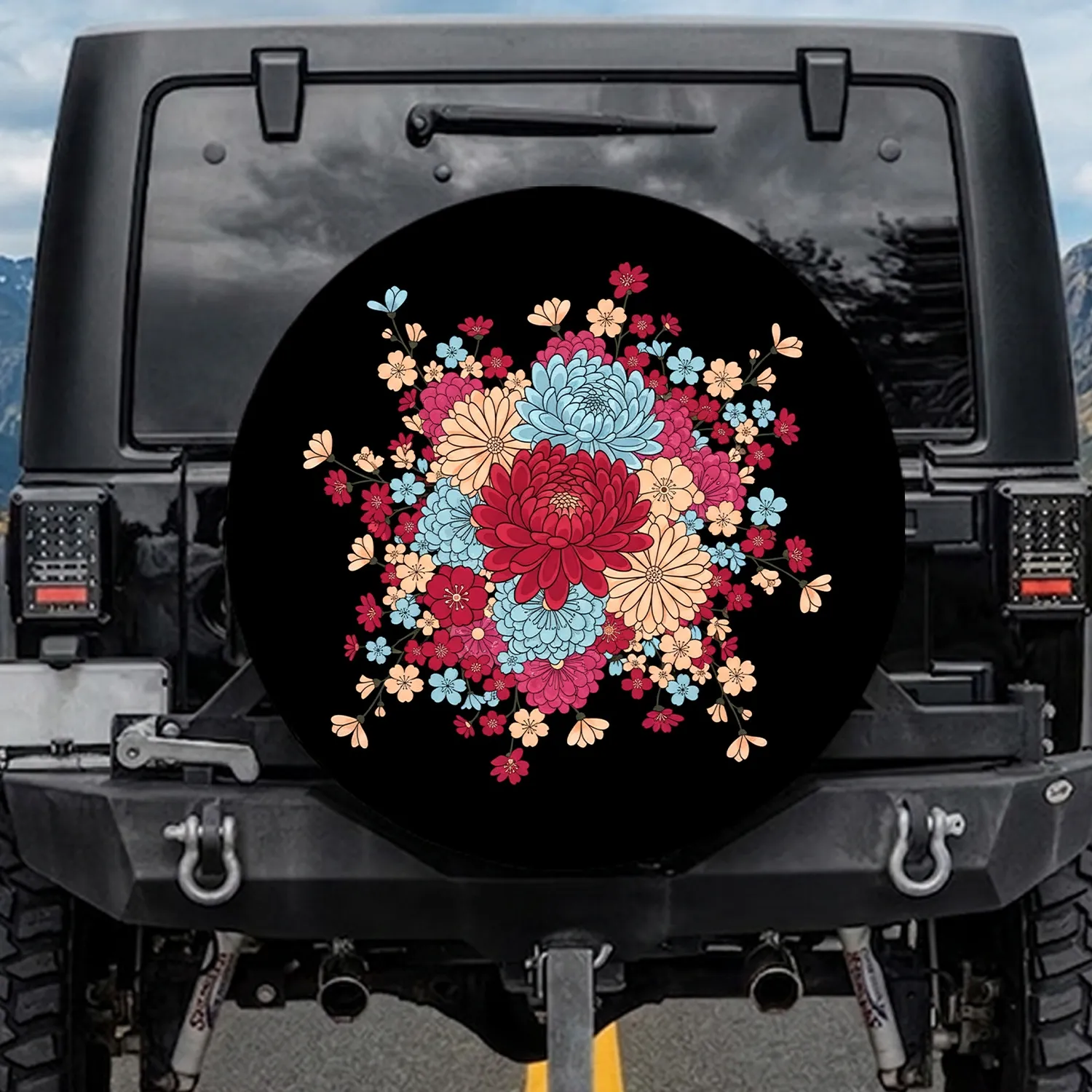 Japanese Chrysanthemum Daisy Floral Field - Home Decor Gift for Flower Lover Spare Tire Cover - 1
