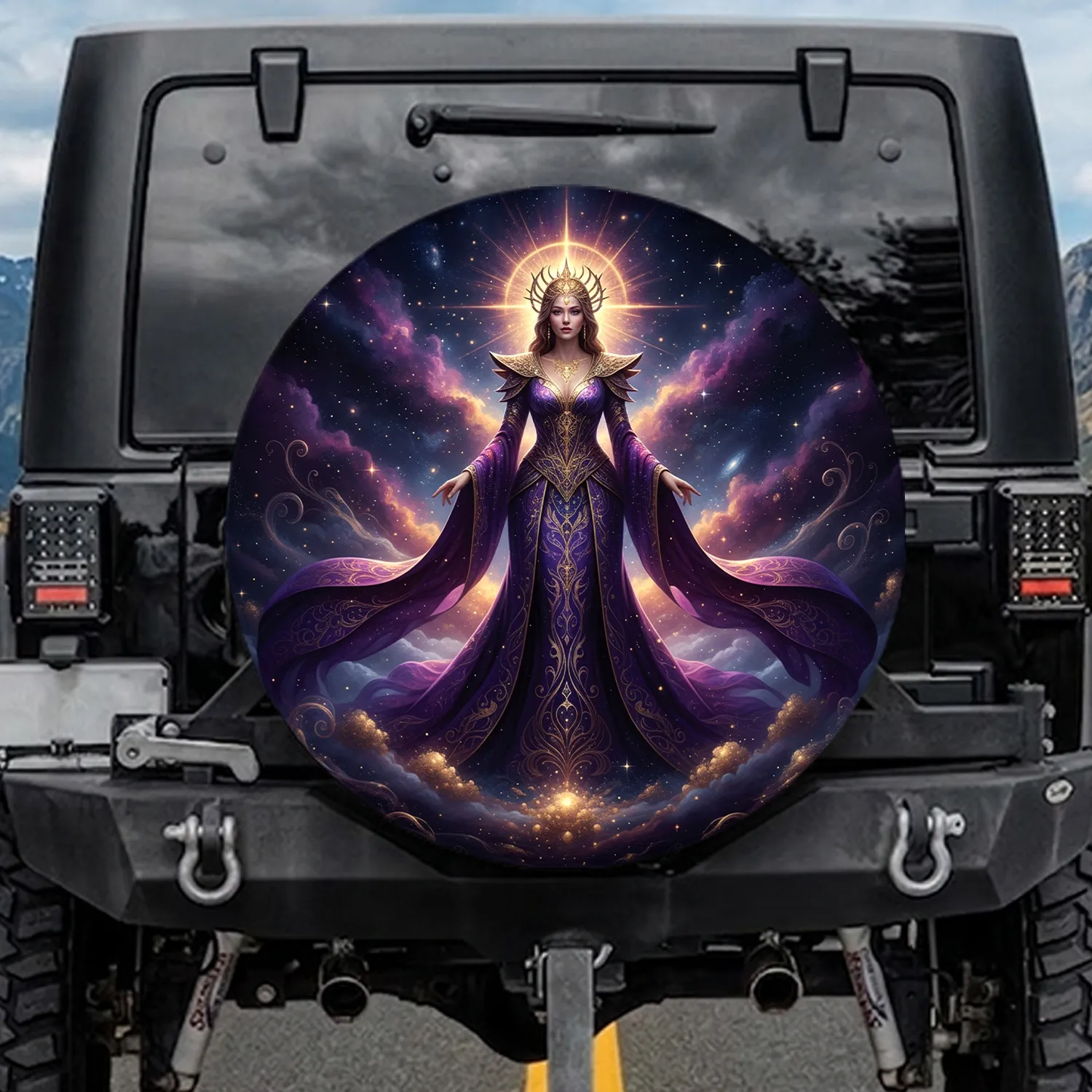 Celestial Goddess Cosmic Nebula - Mystical Decor Gift for Fantasy Lover Spare Tire Cover - 1