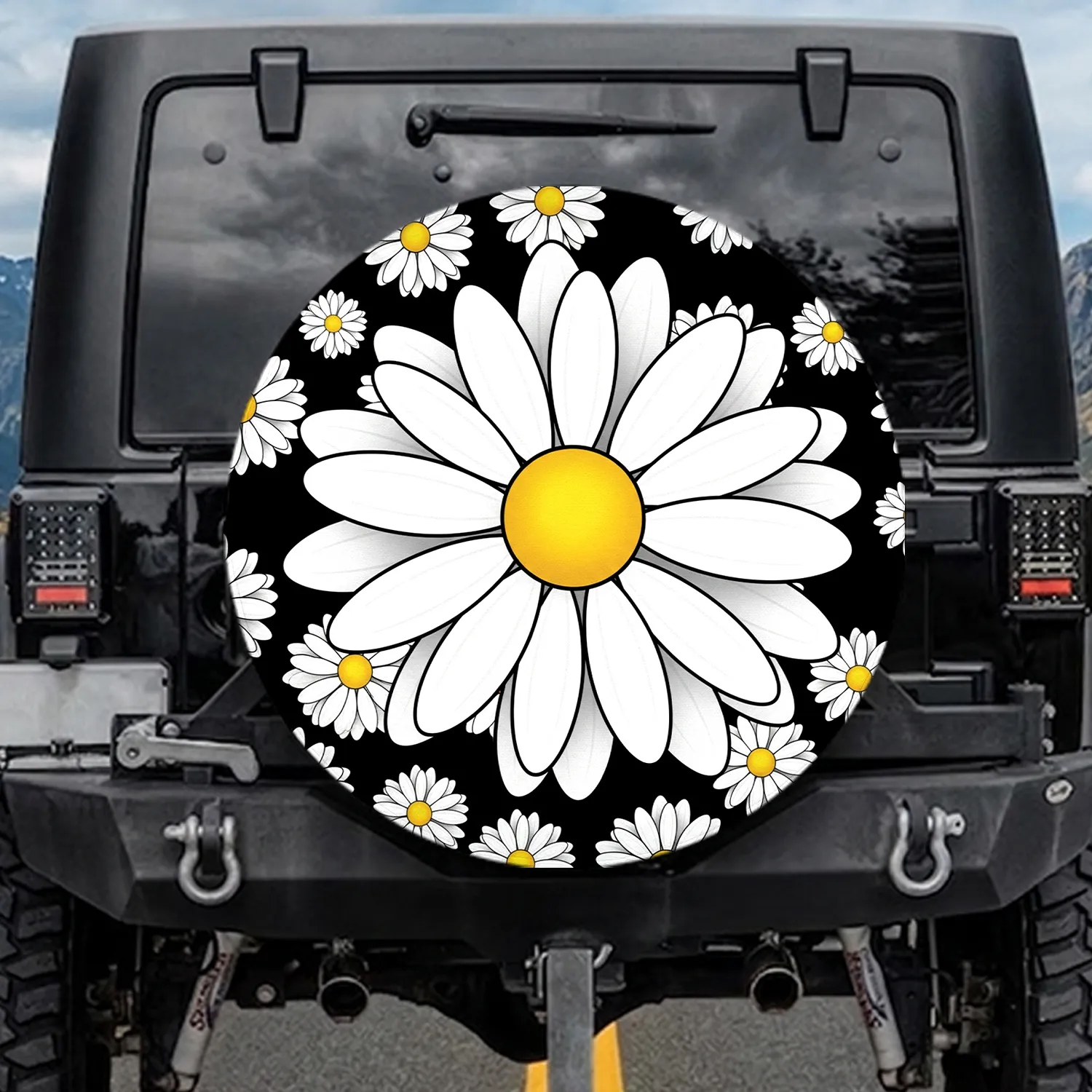 Prominent Daisy Floral Full Bloom - Home Decor Gift for Garden Lover Spare Tire Cover - 1