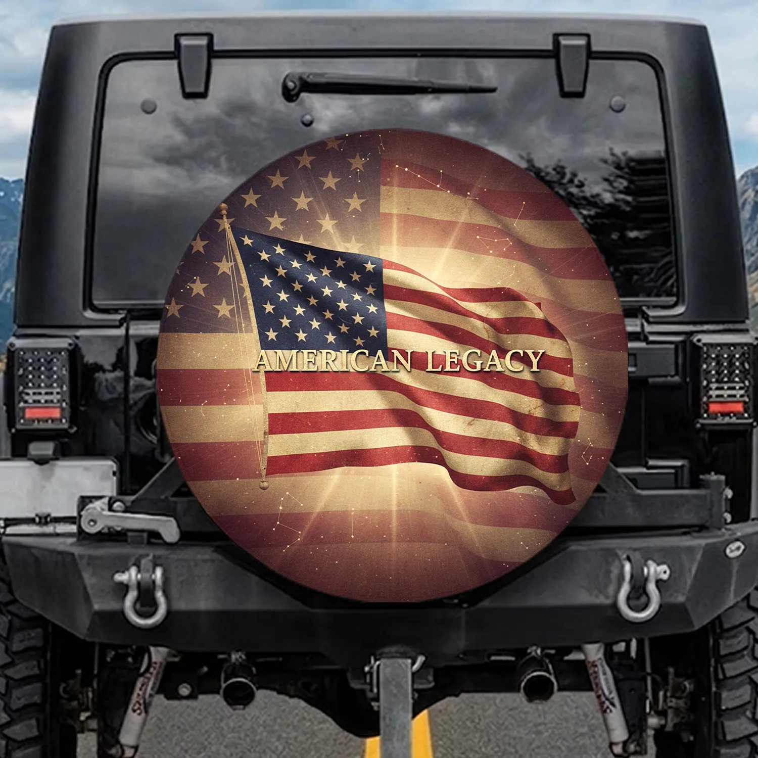 Distressed American Flag - Independence Day Gift for Veterans Spare Tire Cover - 1
