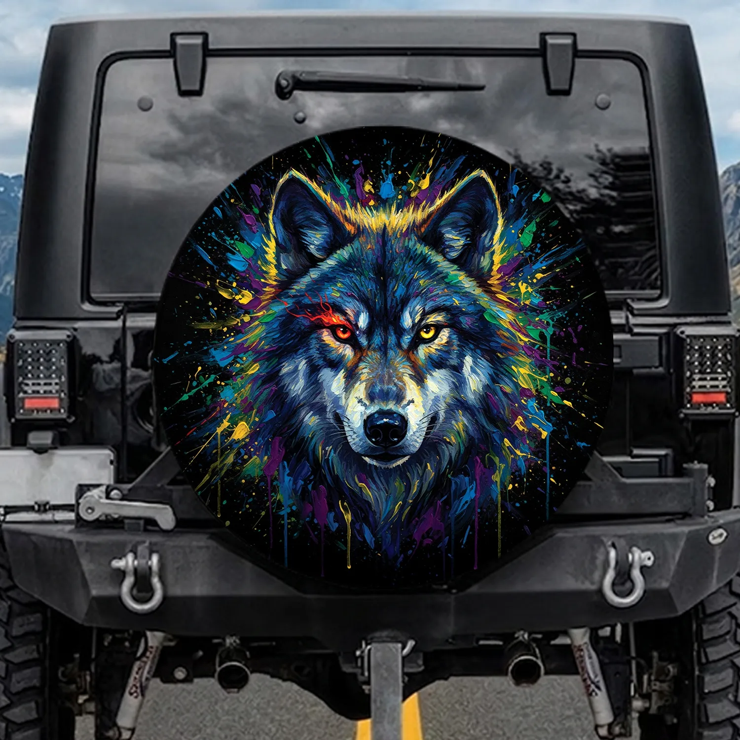 Majestic Wolf Head - Wildlife Lover Outdoor Adventure Travel Essentials Gift Spare Tire Cover - 1