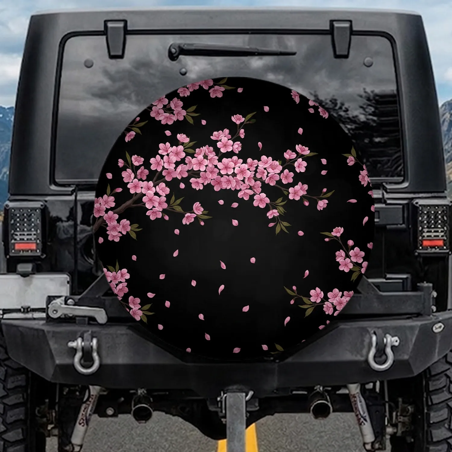 Cherry Blossoms Floral Branch Leaves Field - Home Decor Gift for Garden Lover Spare Tire Cover - 1