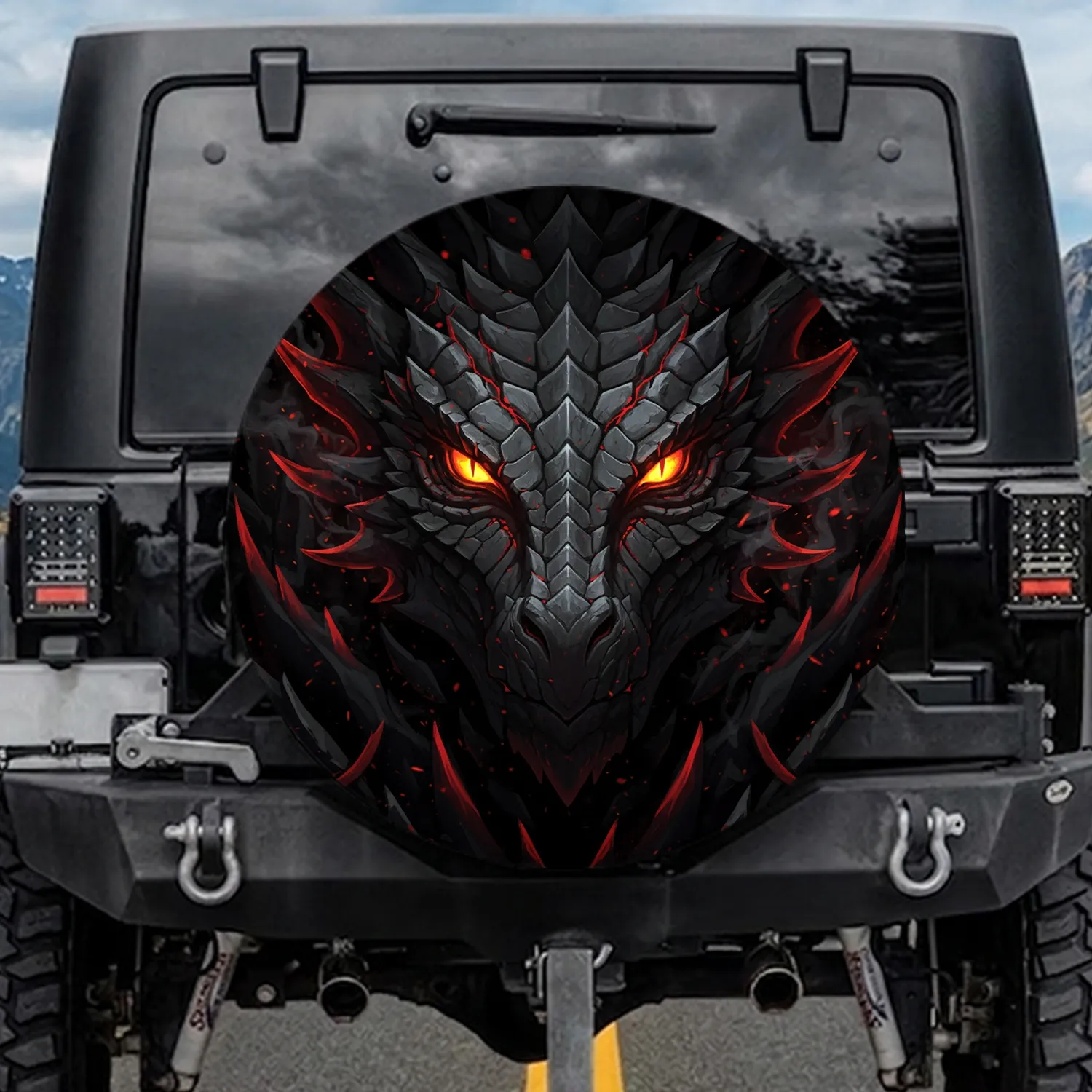 Formidable Dragon Eyes Fiery Scales - Adventure Vehicle Accessory Spare Tire Cover - 1