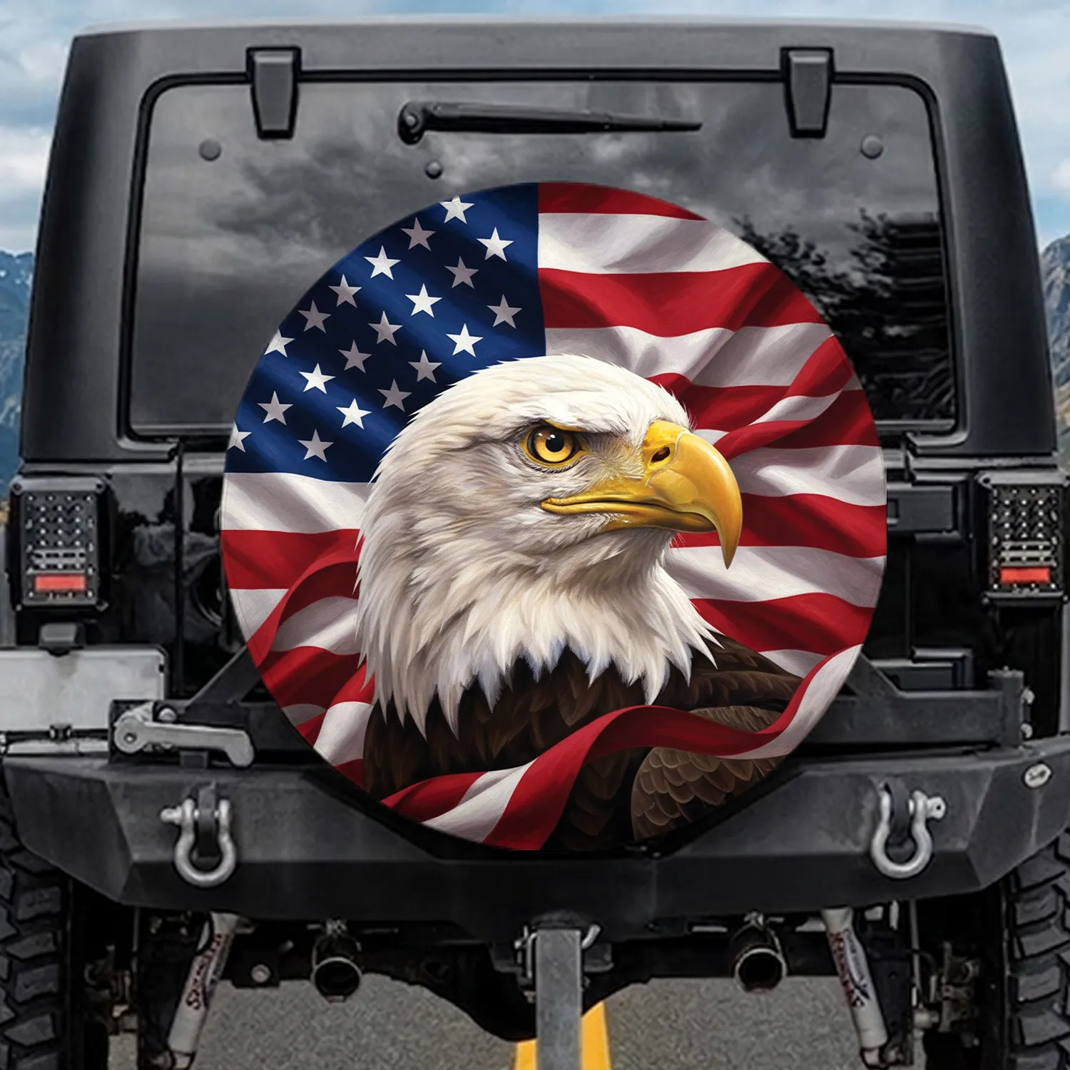 Bald Eagle American Flag - Independence Day Gift for Veterans Spare Tire Cover - 1