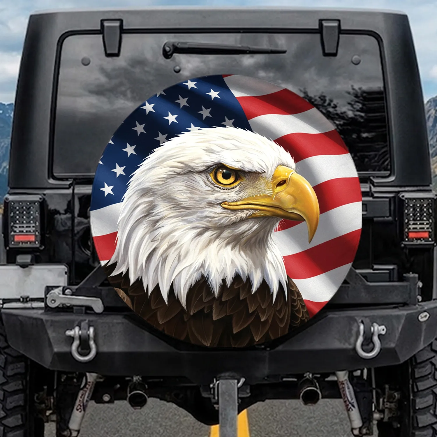 Bald Eagle American Flag - Independence Day Gift for Veterans Spare Tire Cover - 1