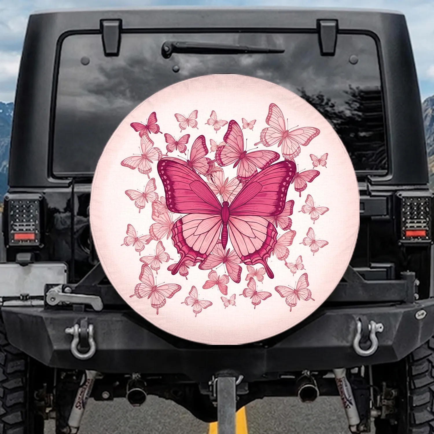 Linen Field Butterfly Cluster Home Decor Gift for Wildlife Lover Spare Tire Cover - 1