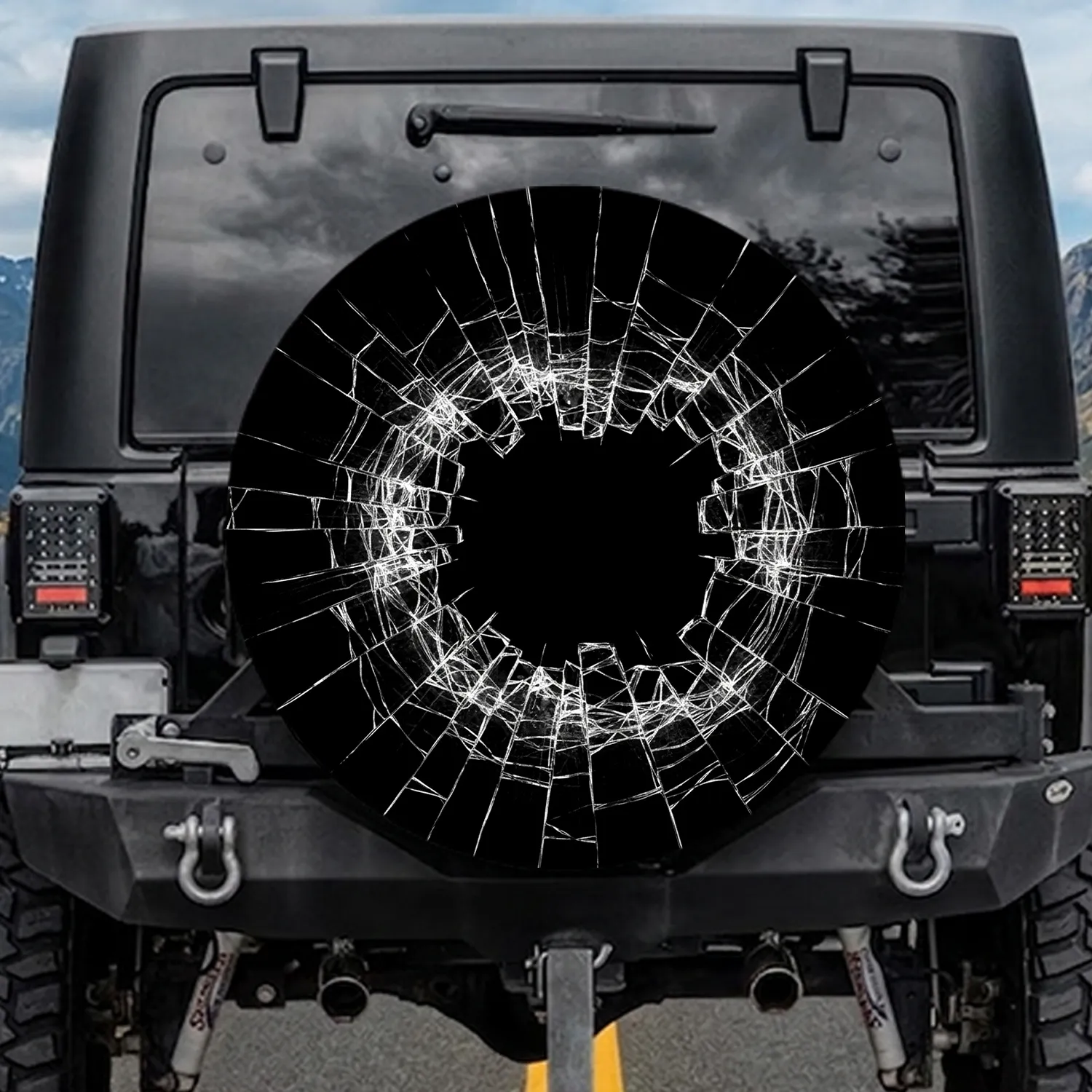 Shattered Glass Impact Zone - Car Enthusiast Gift Spare Tire Cover - 1