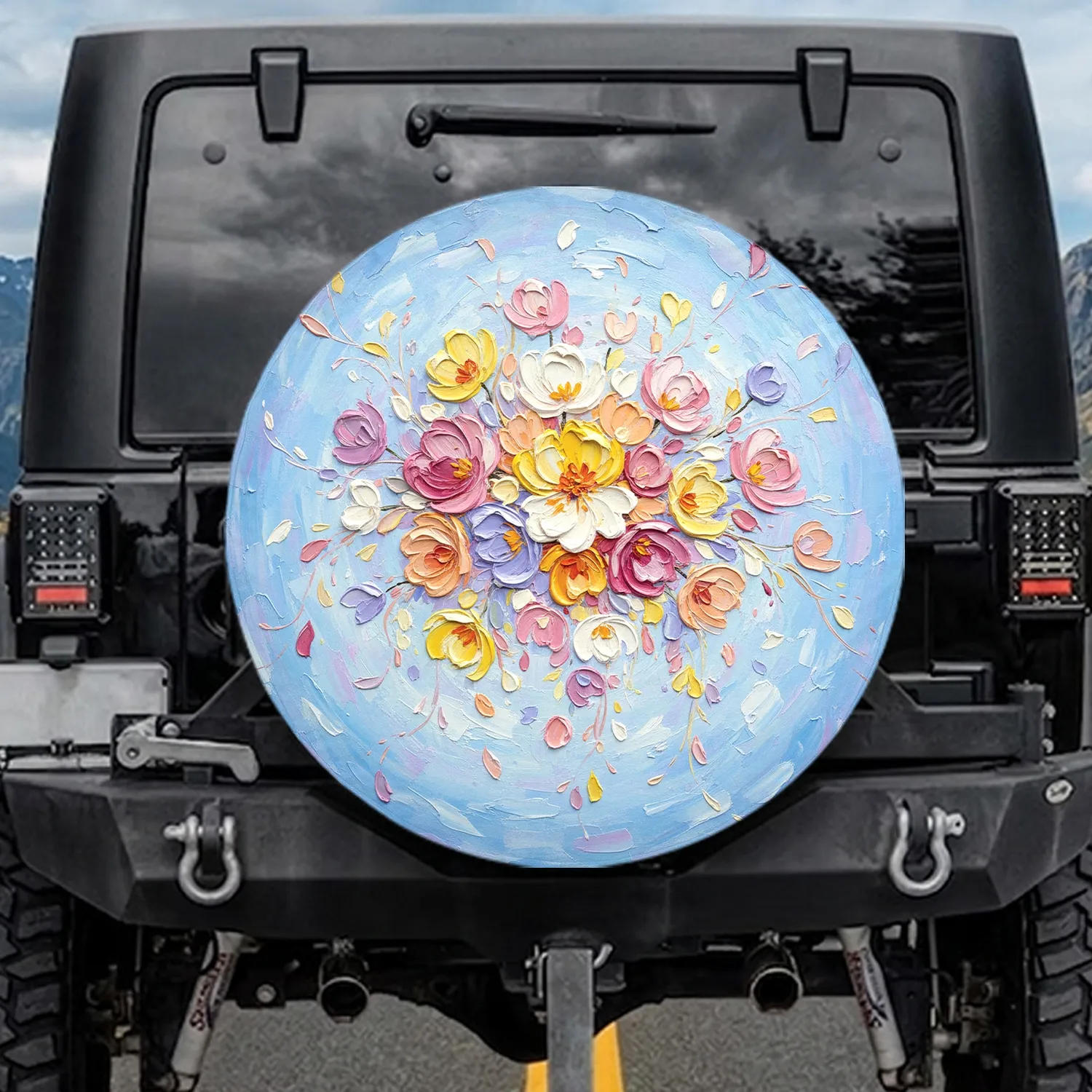 Continuous Floral Petals Vine Tendrils - Nature Lover Gift Spare Tire Cover - 1
