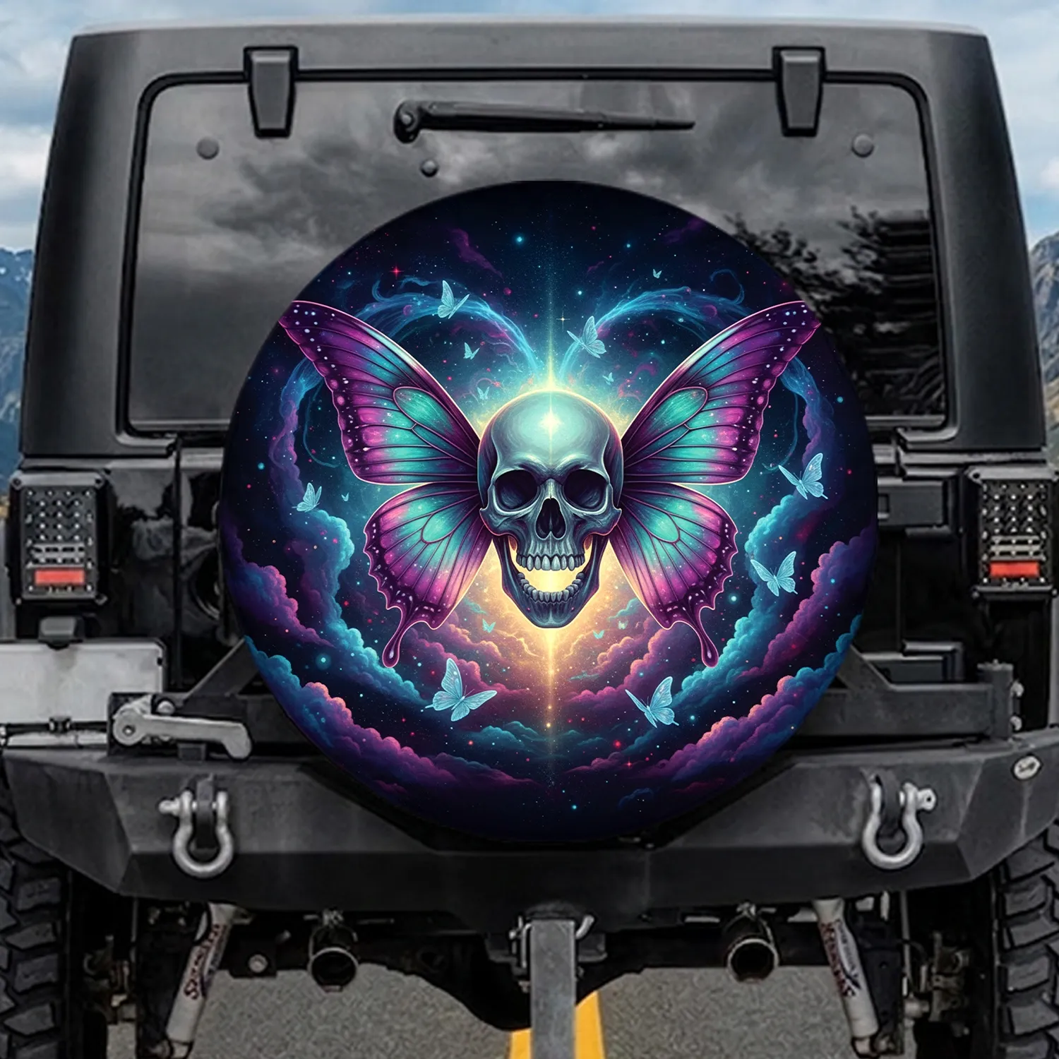 Skull Butterfly Wings Ethereal Cosmos - Mystical Home Decor Gift for Fantasy Lover Spare Tire Cover - 1