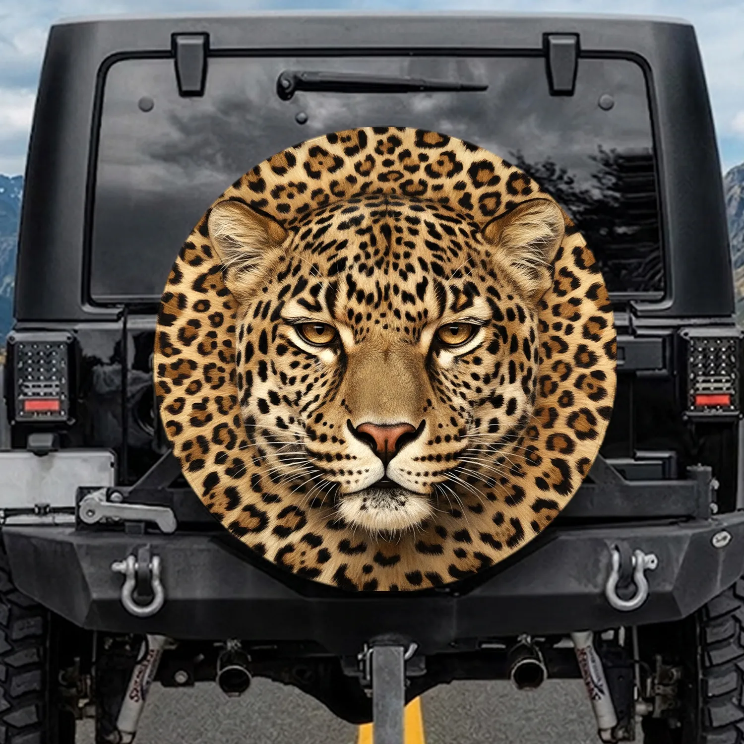 Strong Contrast Leopard Spot Fur - Wildlife Lover Auto Accessory Gift for Vehicle Decor Spare Tire Cover - 1