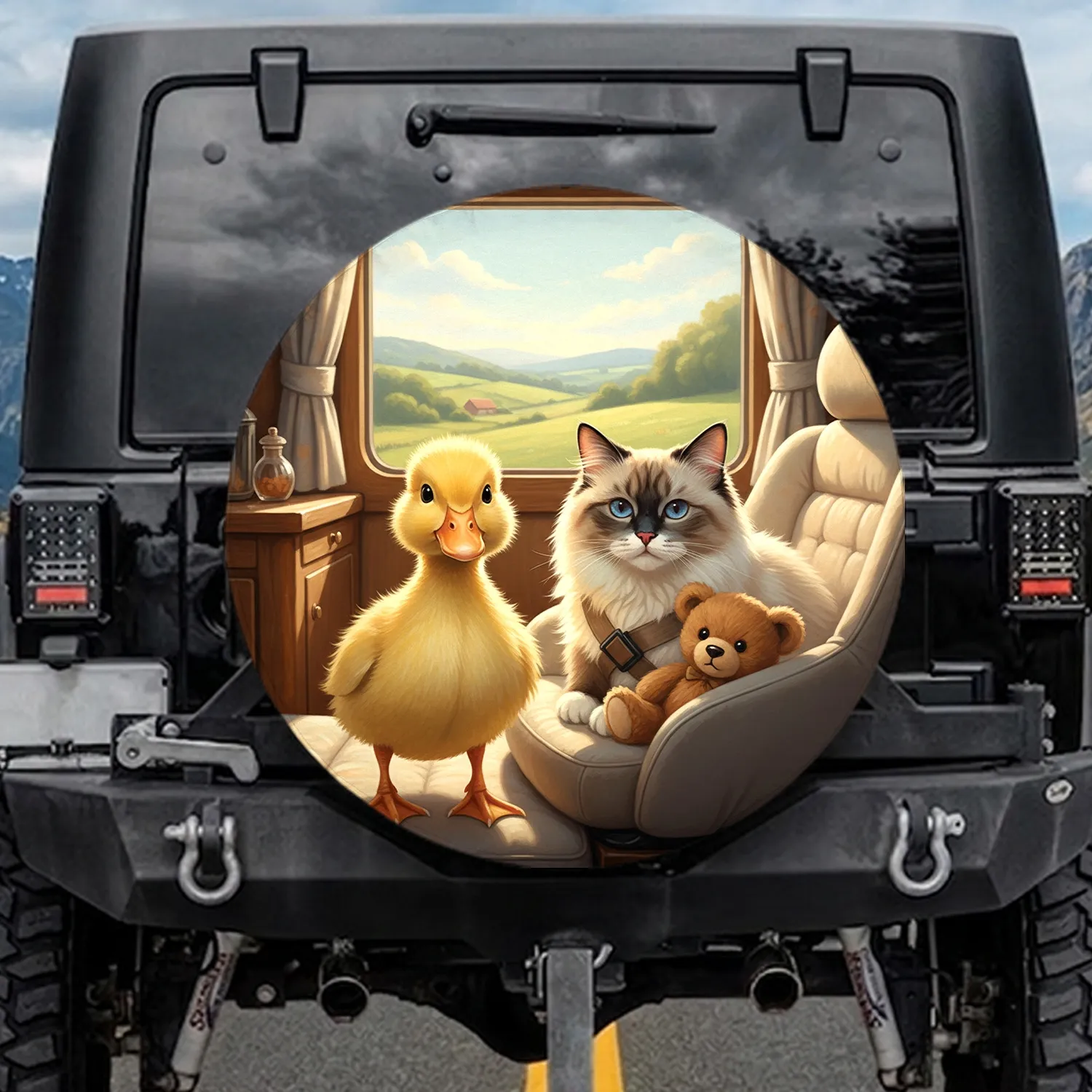 Duck Ragdoll Cat Booster Seat Travel Cabin - Travel Lover Gift Spare Tire Cover - 1