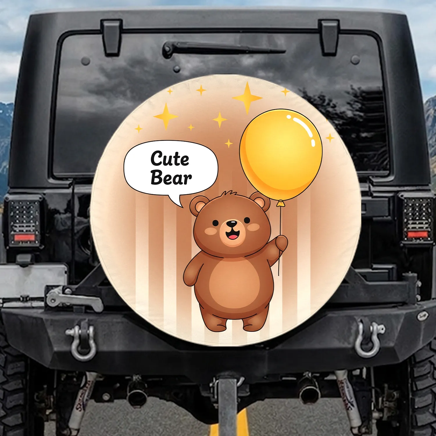 Cute Bear Balloon Stars - Happy Driver Gift for Vehicle Owners Spare Tire Cover - 1