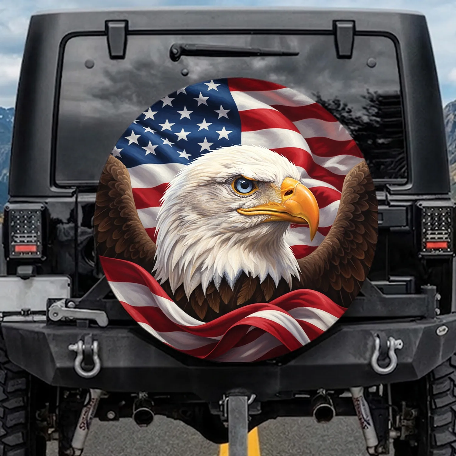 Bald Eagle American Flag - Independence Day Gift for Veterans Spare Tire Cover - 1