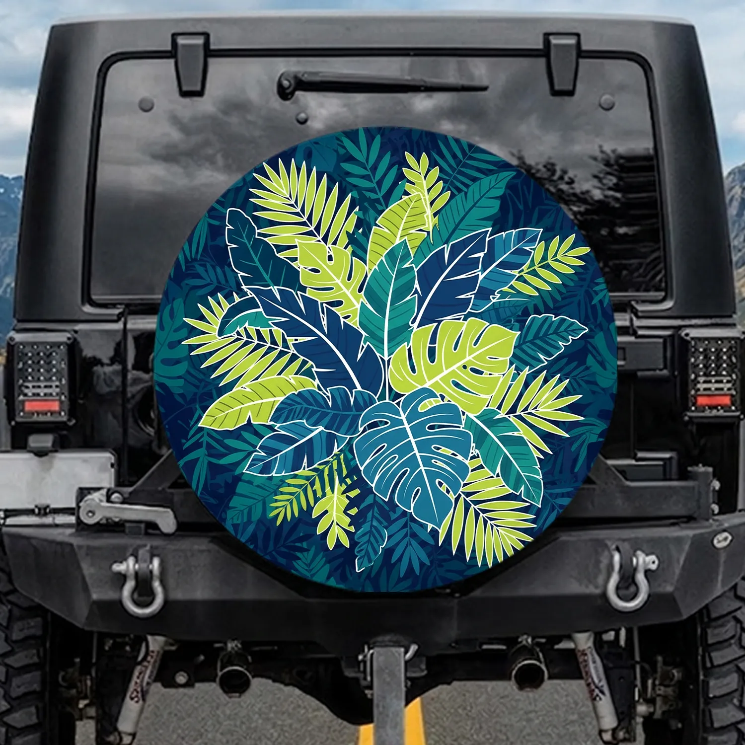 Dense Tropical Leaves Palm Fronds Jungle Foliage Botanical Tapestry - Jungle Decor Gift Spare Tire Cover - 1