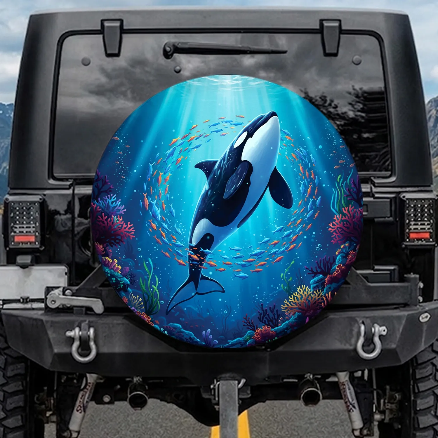 Killer Whale Orca Underwater Scene - Ocean Wildlife Lover Gift Spare Tire Cover - 1