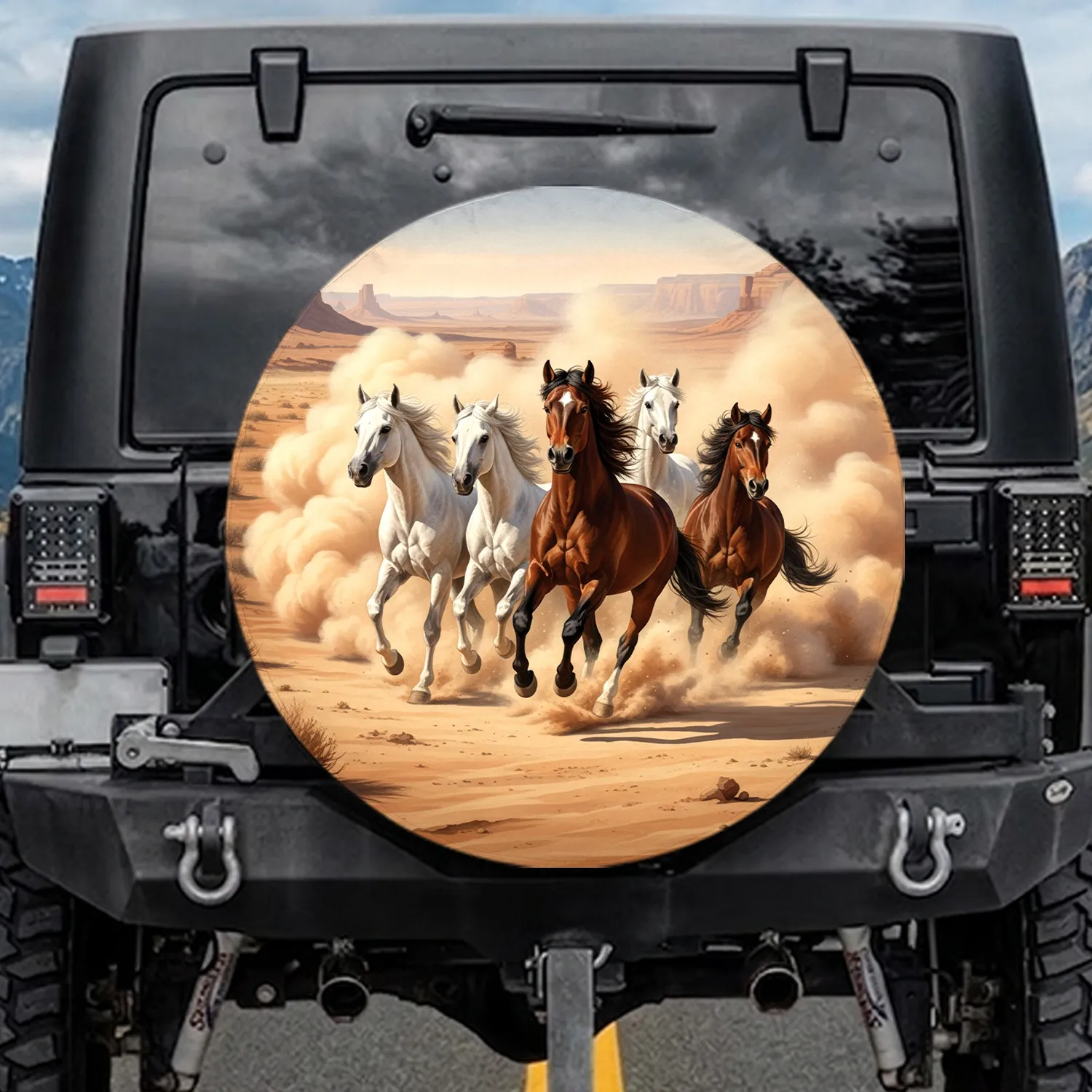 Wild Horses Desert Gallop - Wildlife Lover Gift for Horse Lovers Spare Tire Cover - 1