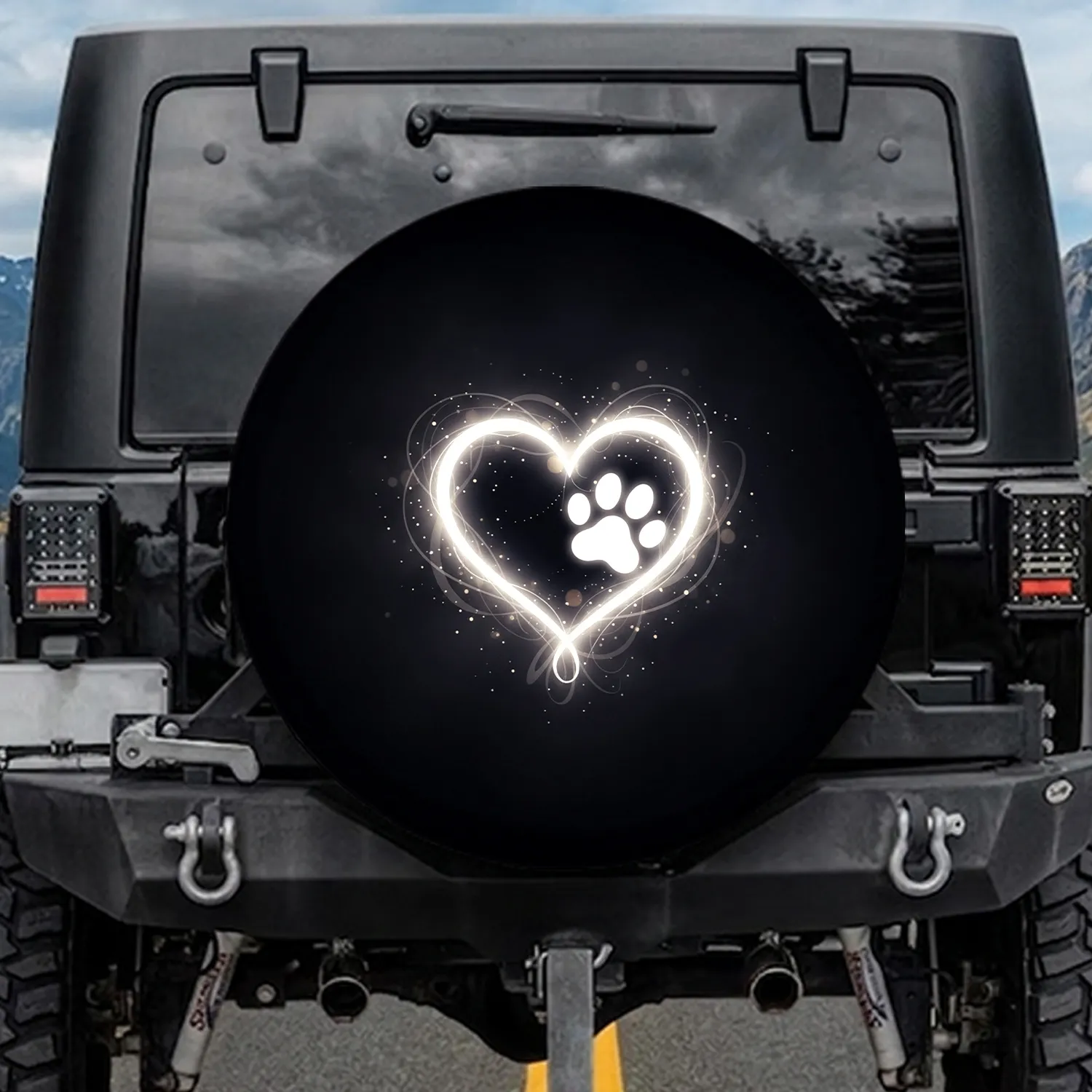 Radiant Heart Paw Print - Heartfelt Connection Gift for Pet Lovers Spare Tire Cover - 1