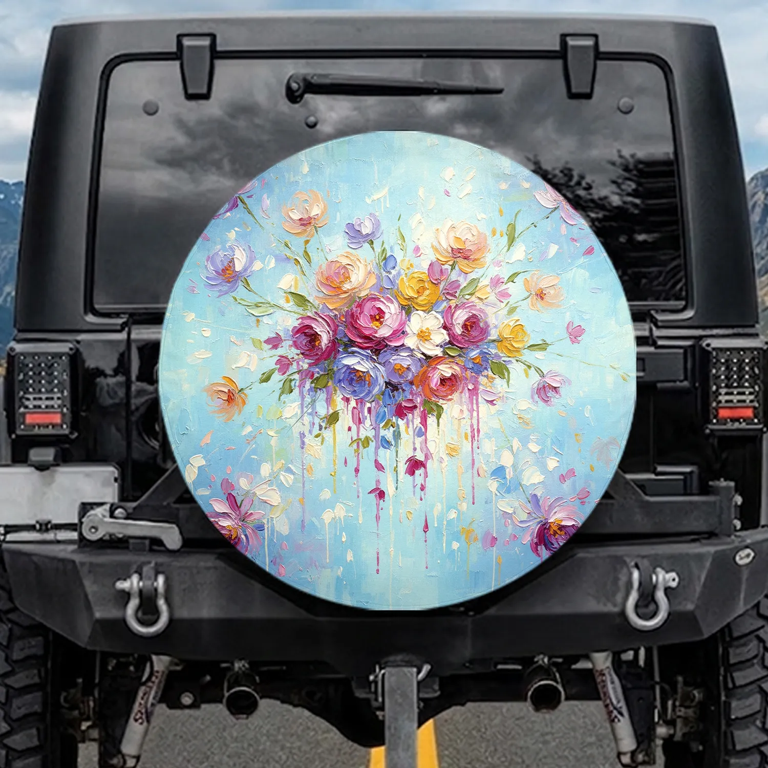 Cascading Petals & Floral Forms - Travel Essentials Gift for Gardeners Spare Tire Cover - 1