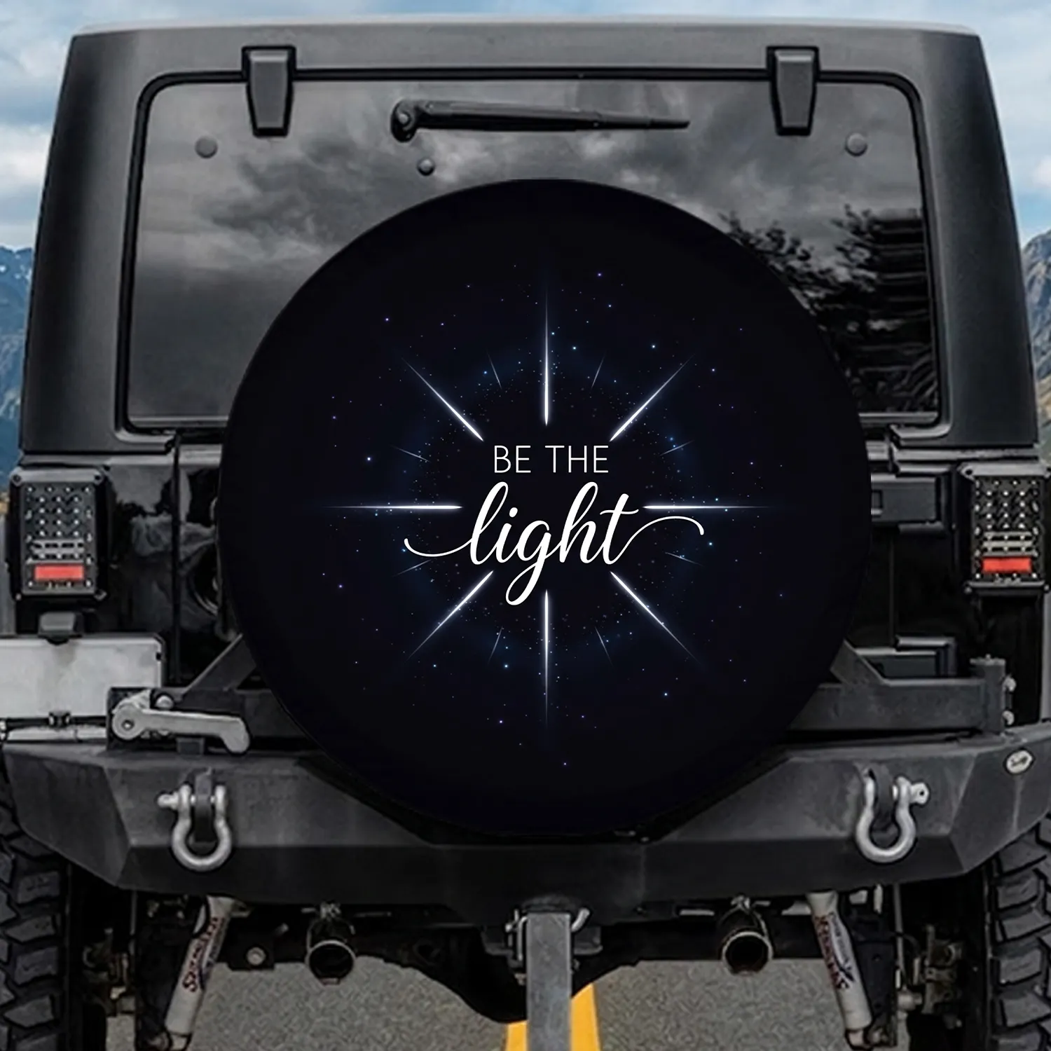 BE THE Light Script Light Rays - Encouragement Gift Spare Tire Cover - 1