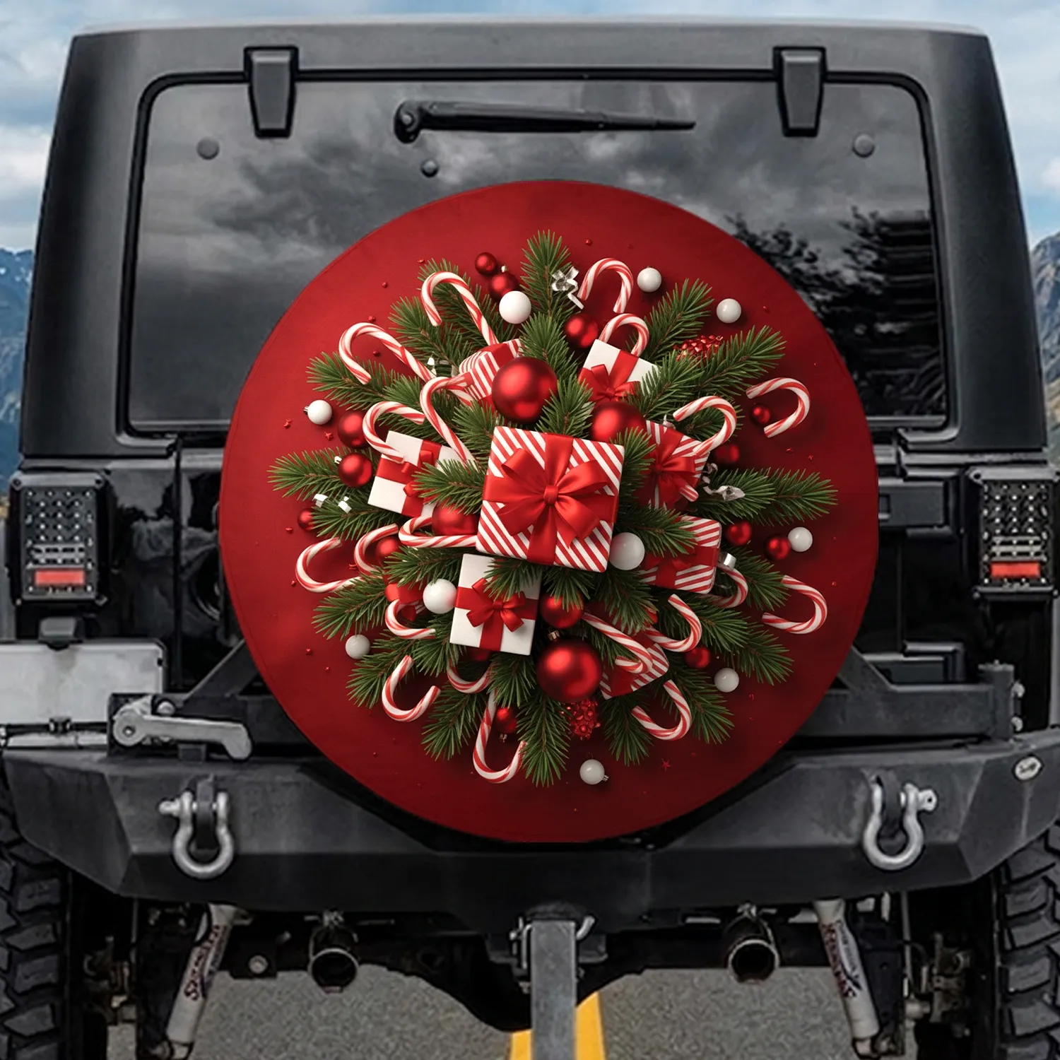 Christmas Candy Cane Fir Ornament Gift Boxes - Holiday Gift Spare Tire Cover - 1