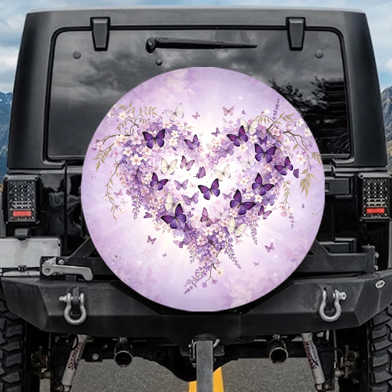 Butterflies Wisteria Cherry Blossoms Floral Bloom - Garden Lover Gift Spare Tire Cover - 1
