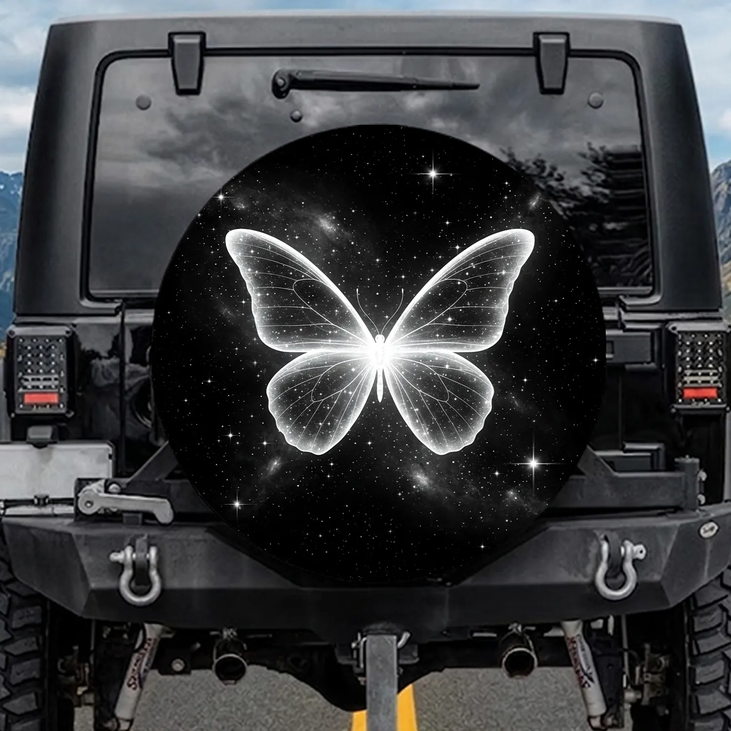 Glowing Butterfly Stars Night Sky Travel Accessory for Stargazers Spare Tire Cover - 1