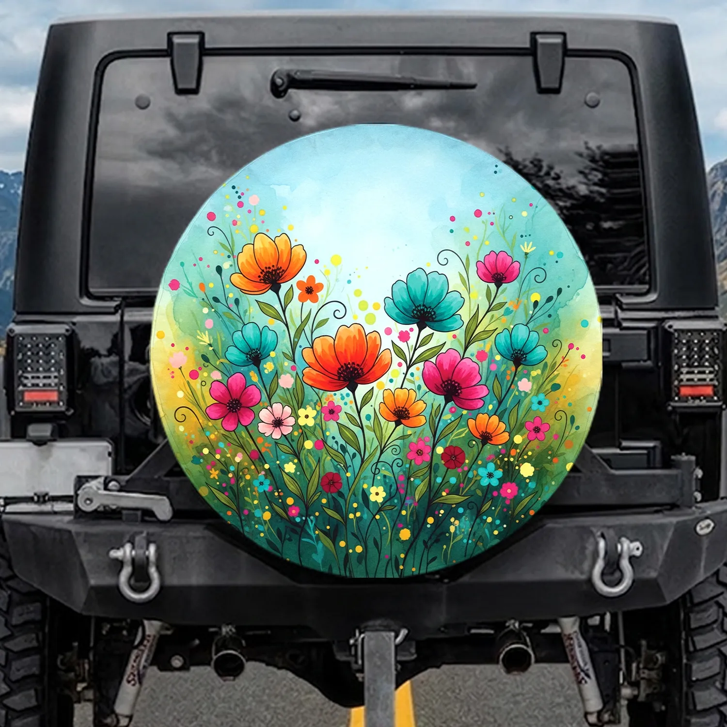 Wildflower Meadow Blooms - Outdoor Decor Gift for Garden Lover Spare Tire Cover - 1