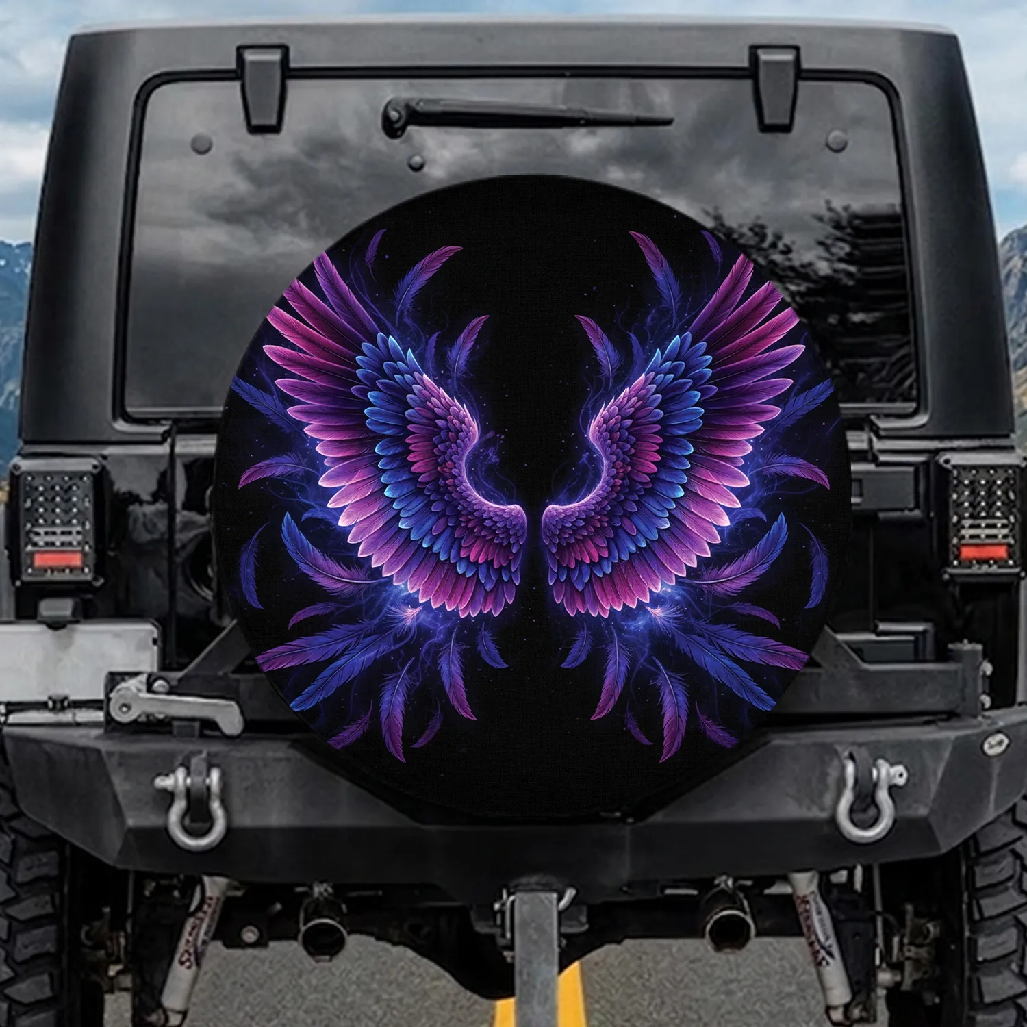 Majestic Feathered Wings - Spiritual Home Decor Gift for Dreamers Spare Tire Cover - 1
